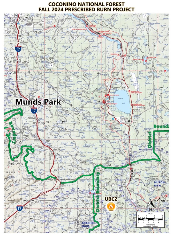 Map of Prescribed burn planned on Coconino NF