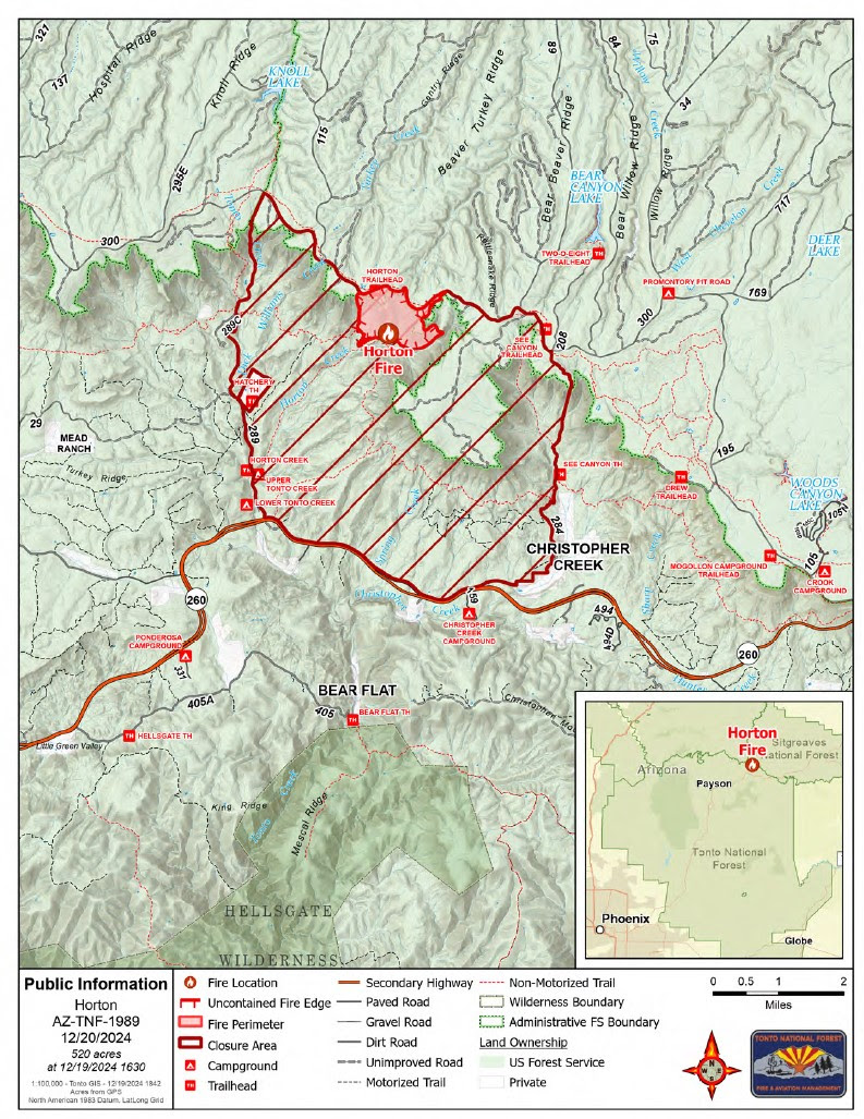 This is a map of the Horton Fire on December 20 2024