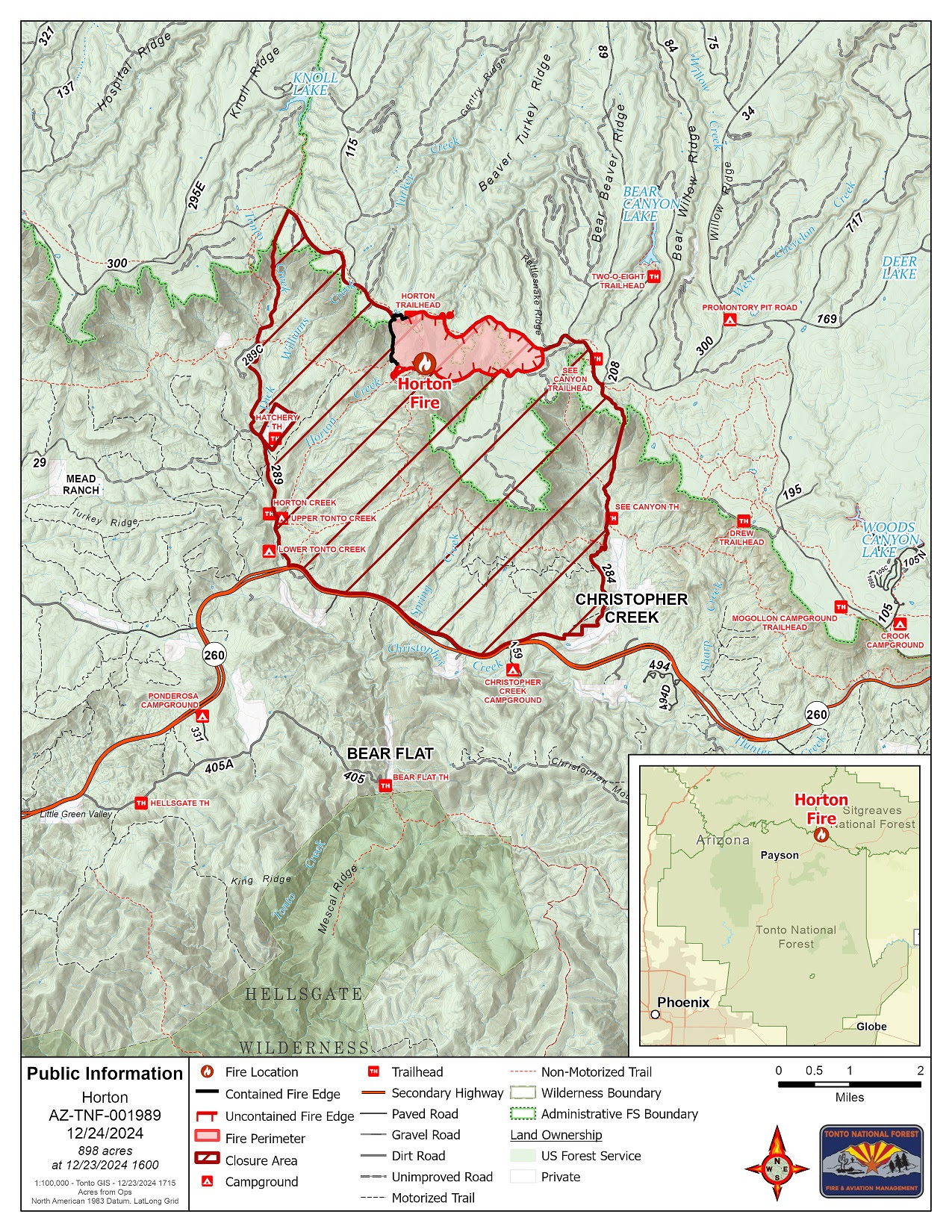 This is a map of the Horton Fire on December 24 2024