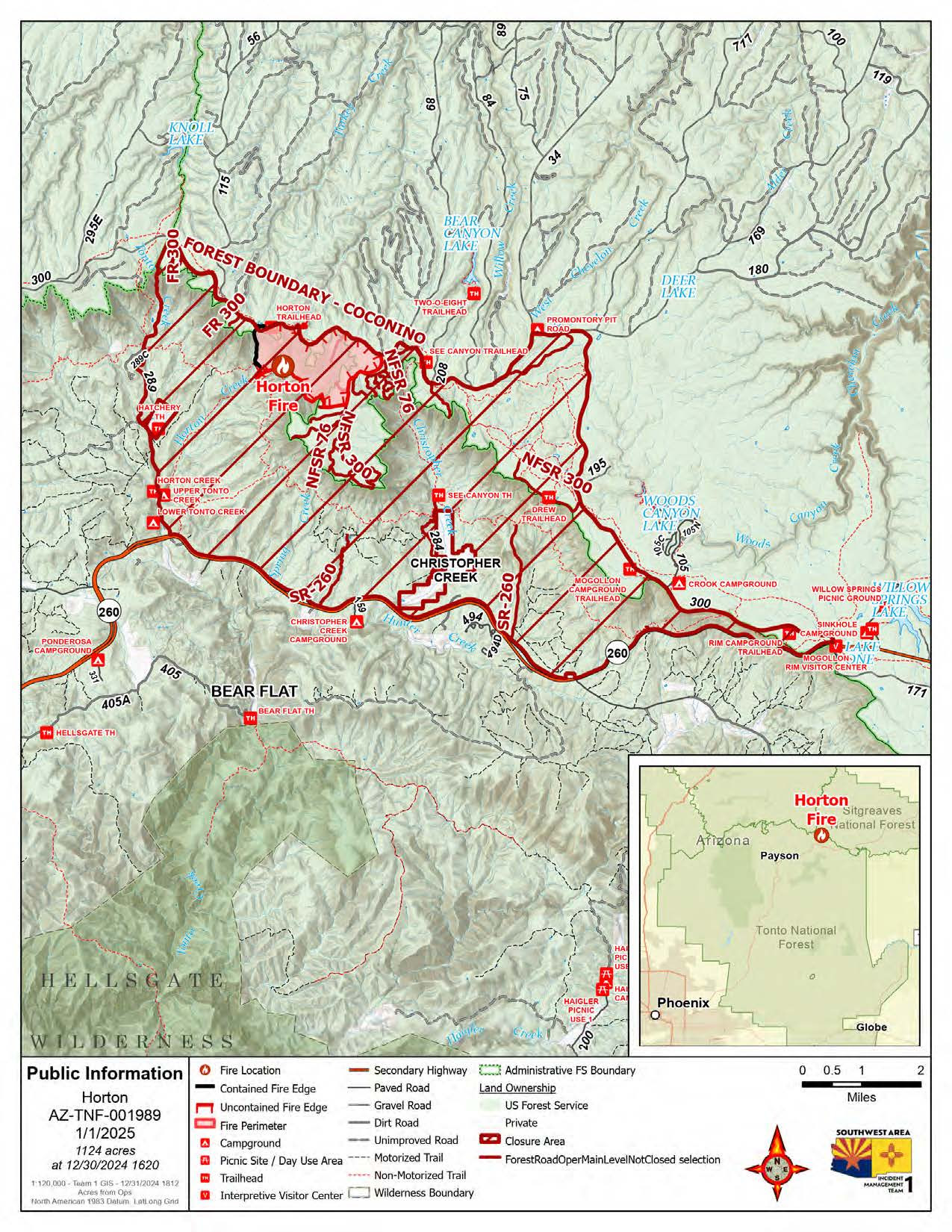 This is a map of the Horton Fire on January 1 2025