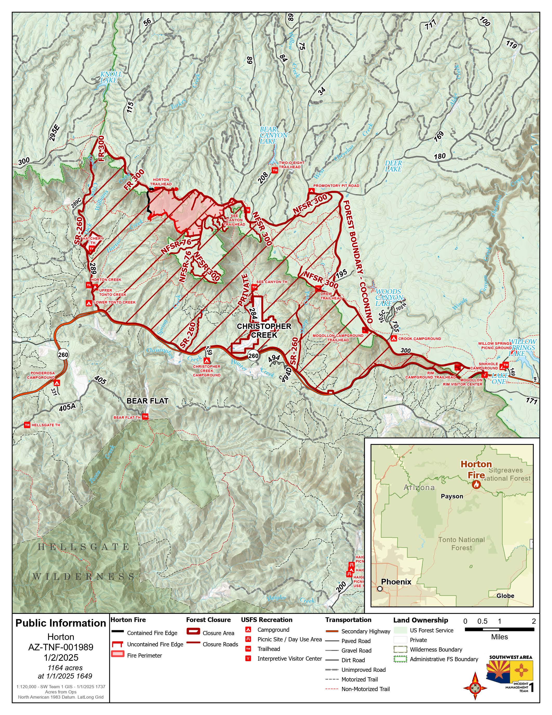 This is a map of the Horton Fire on January 2 2025