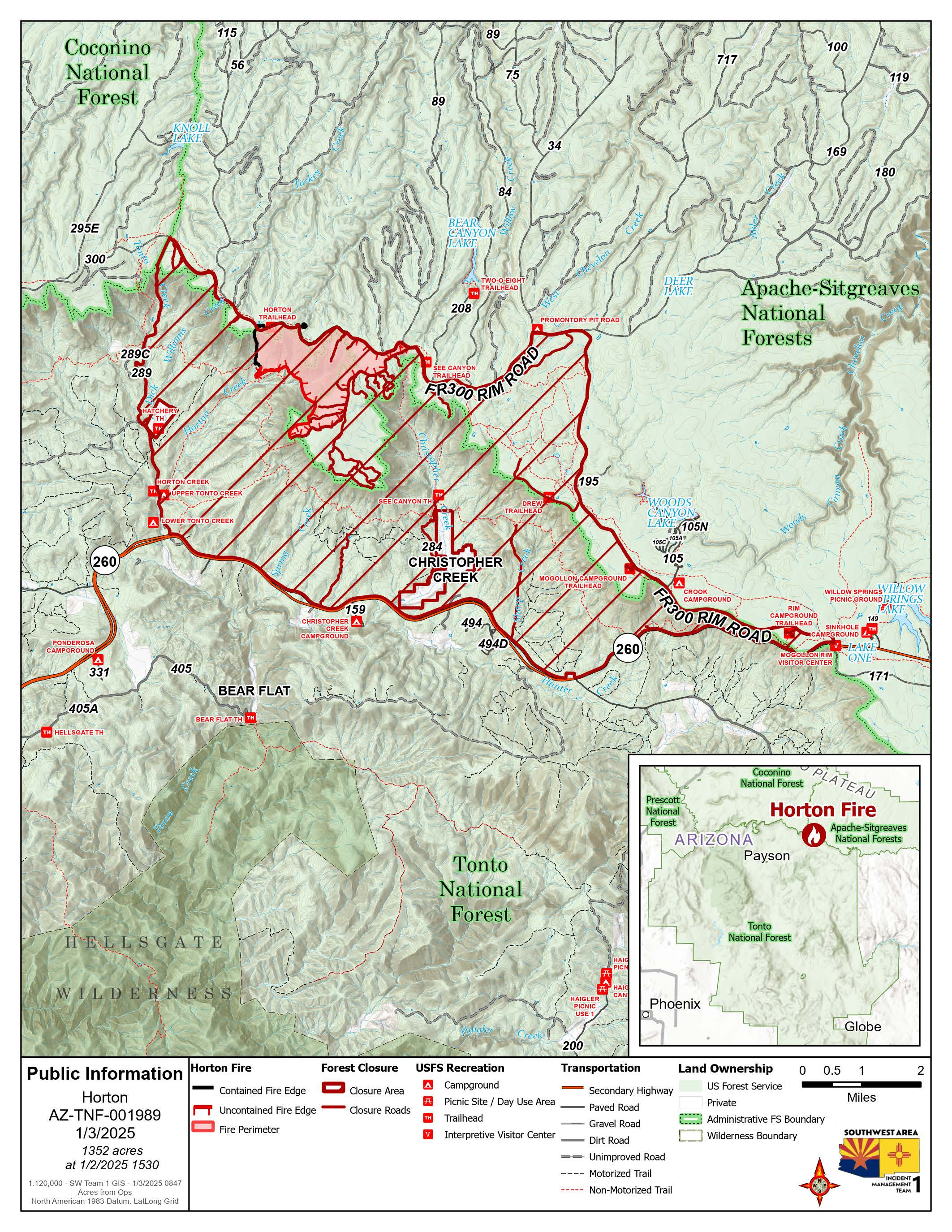 This is a map of the Horton Fire on January 3 2025