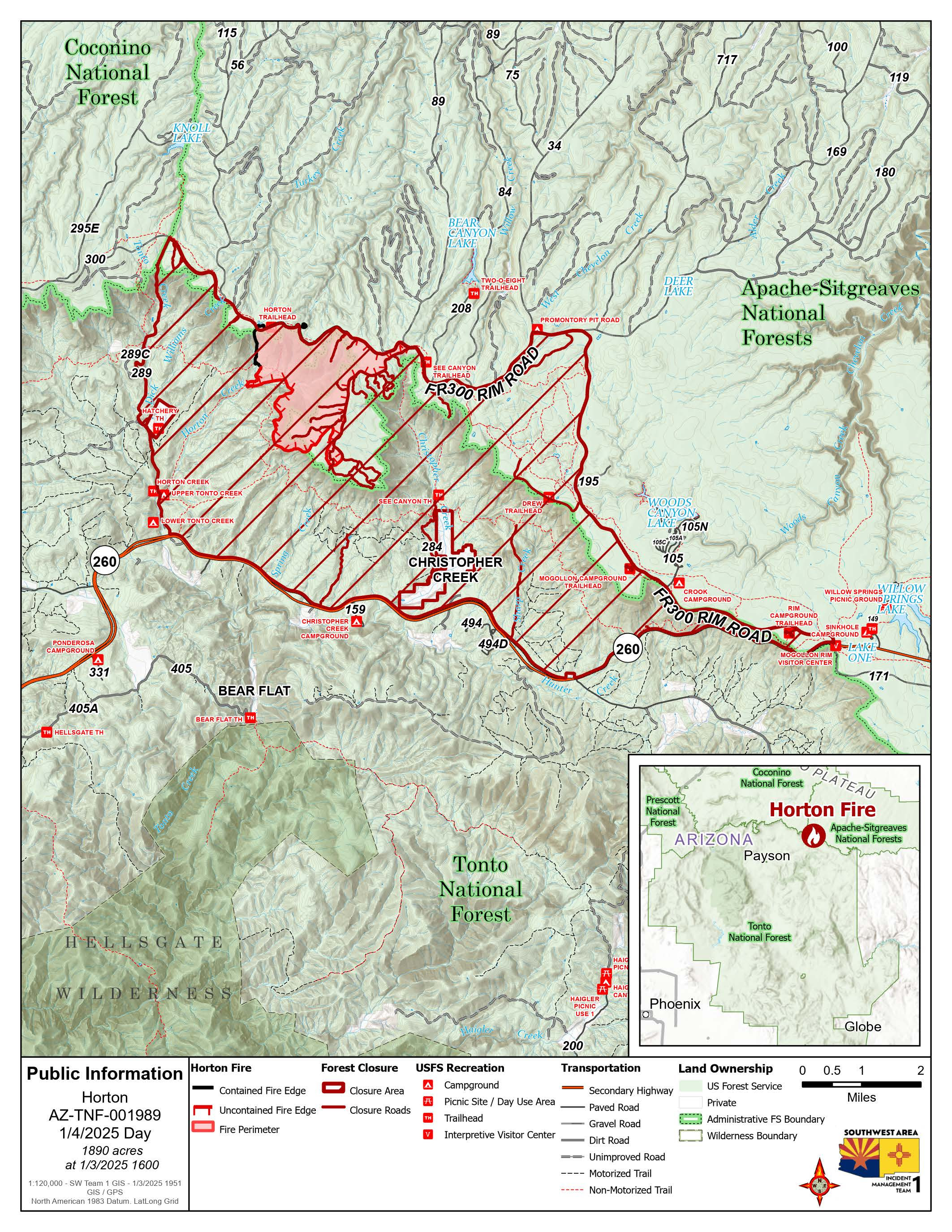 This is a map of the Horton Fire on January 4 2025