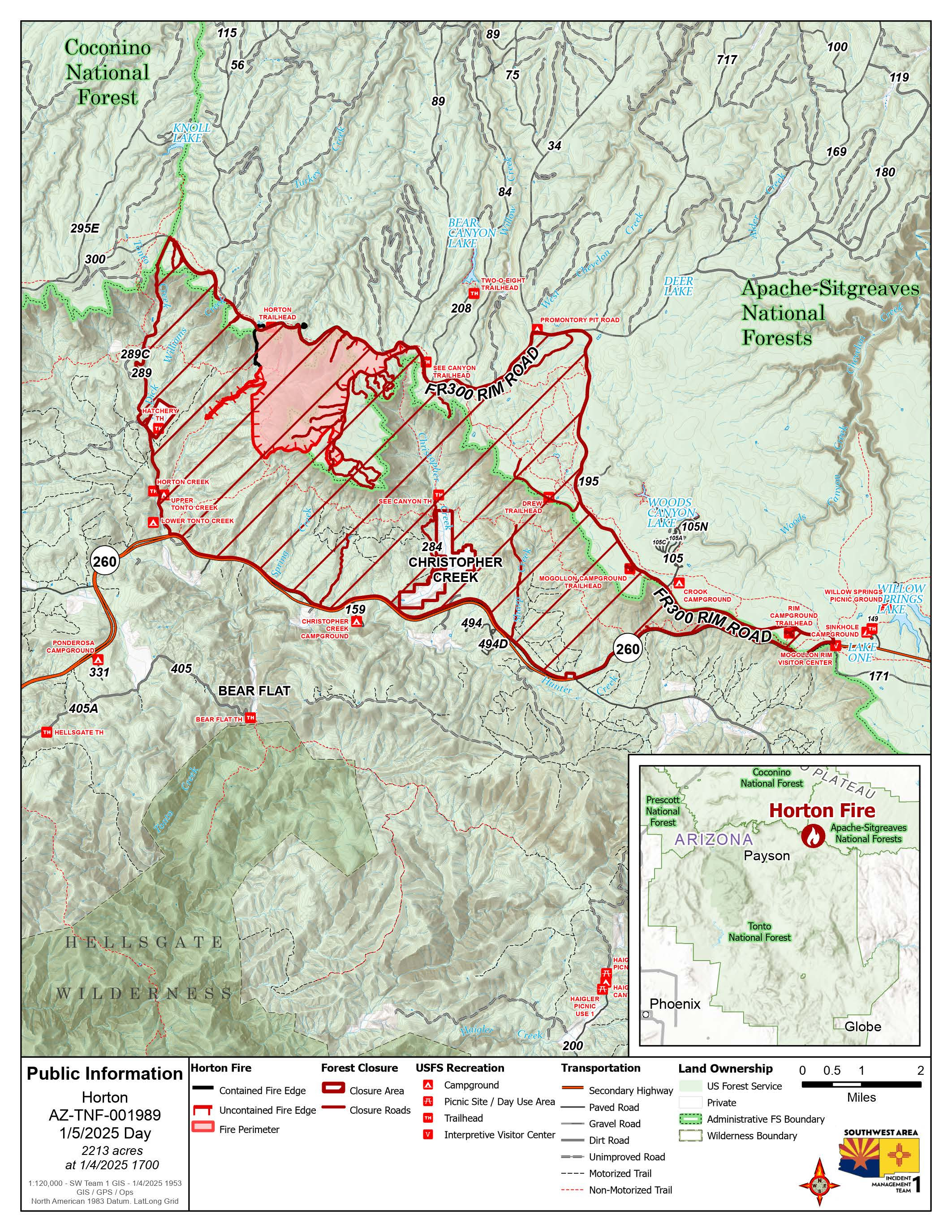 This is a map of the Horton Fire on Janusry 5 2025