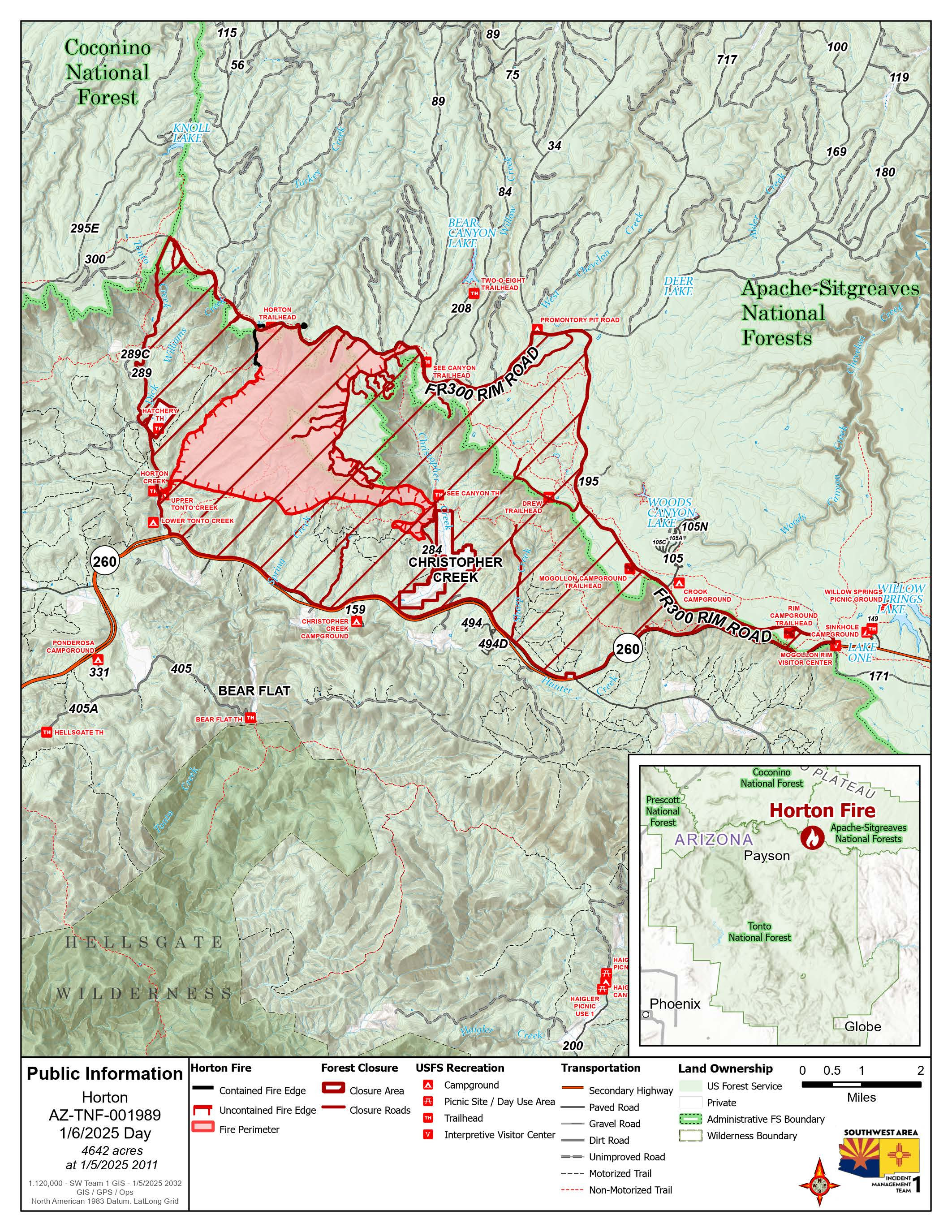 This is a map of the Horton Fire on January 6 2025