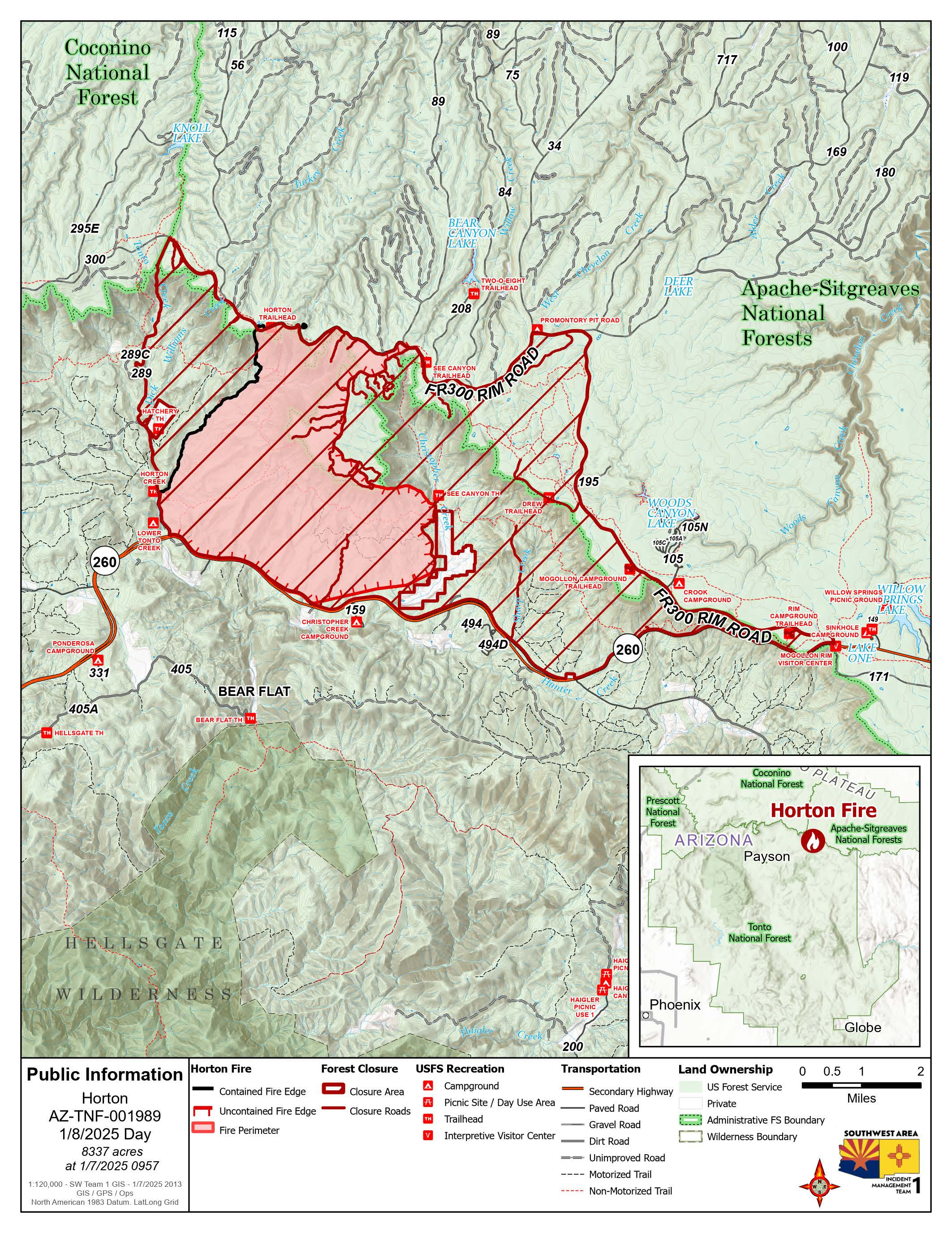 This is a map of the Horton Fire on January 8 2025