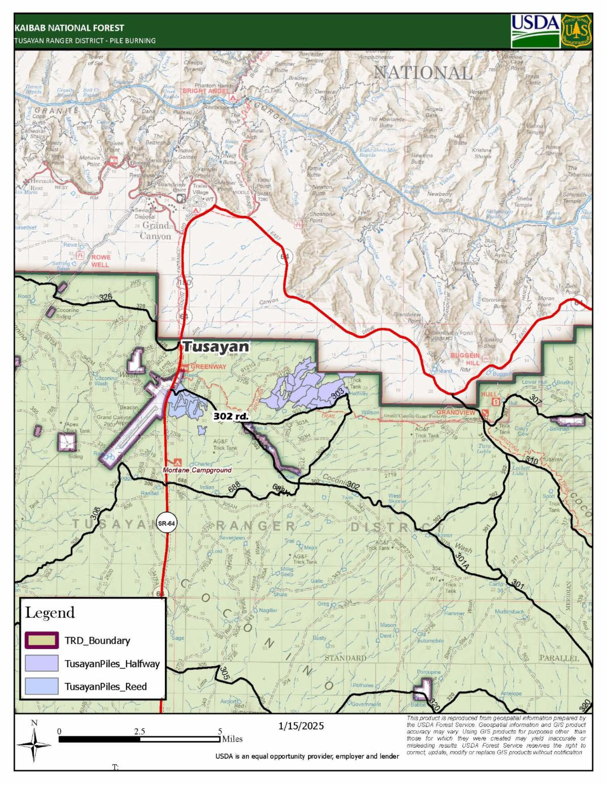 Map showing location of Kaibab National Forest prescribed burn