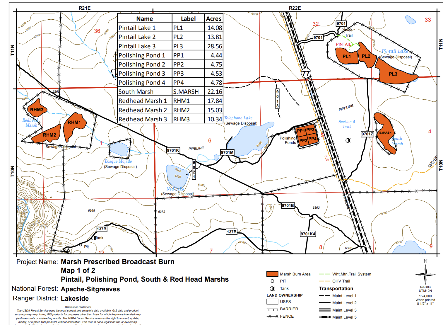 Map with location of the Marsh Polishing Pond prescribed burn location