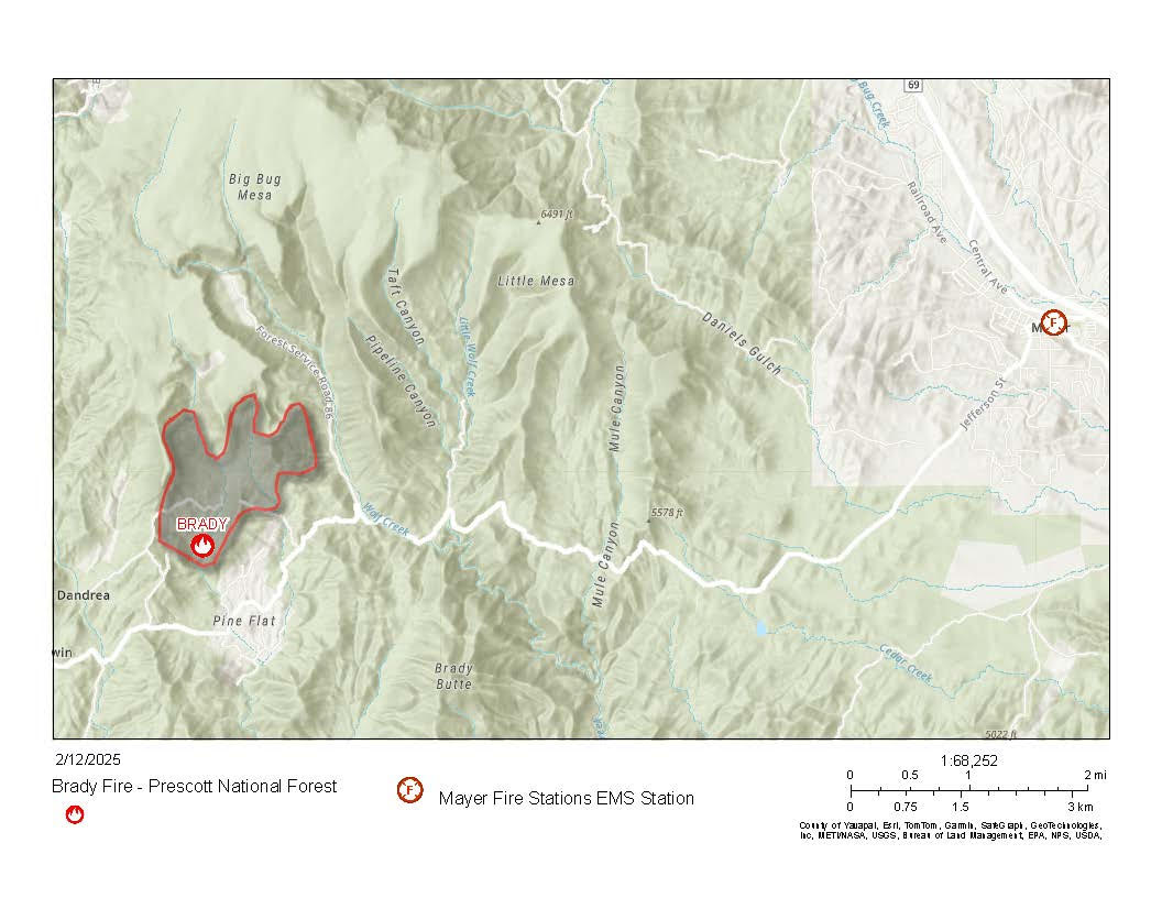 This is a map of the Brady Fire on February 12 2025 