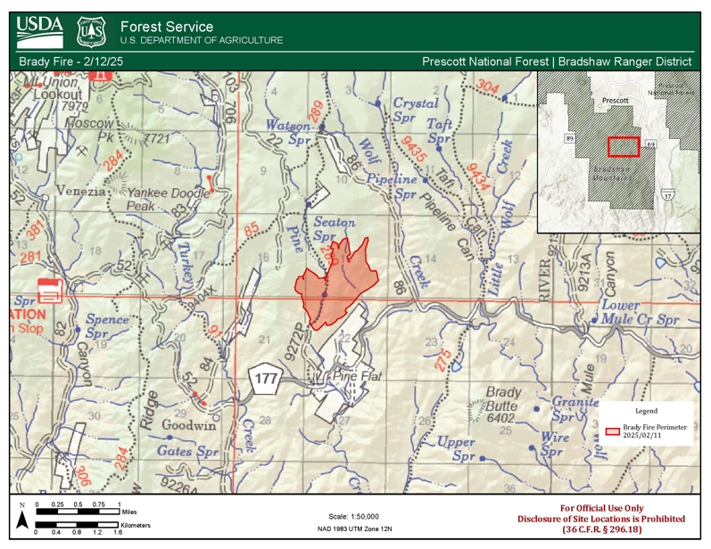 This is a map of the Brady Fire on February 13 2025