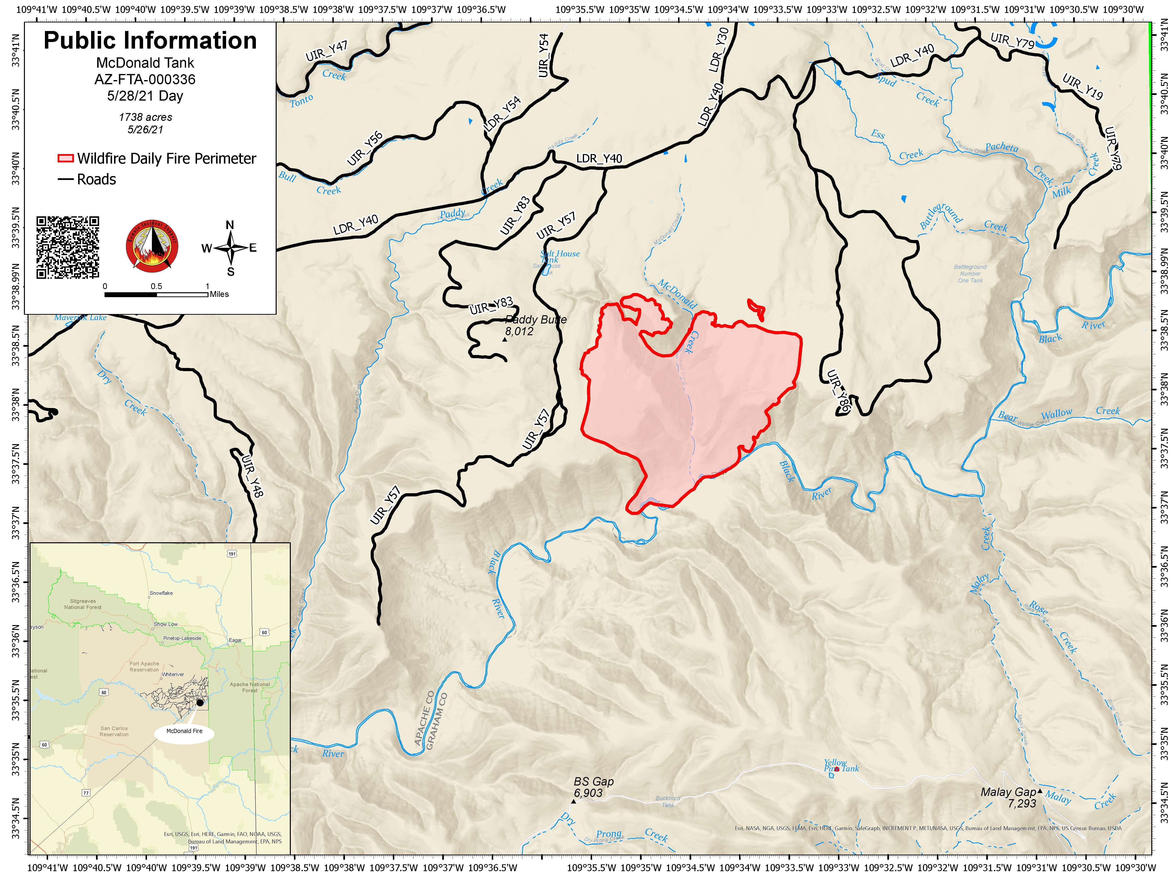 Map of McDonald Tank Fire 5/28/2021