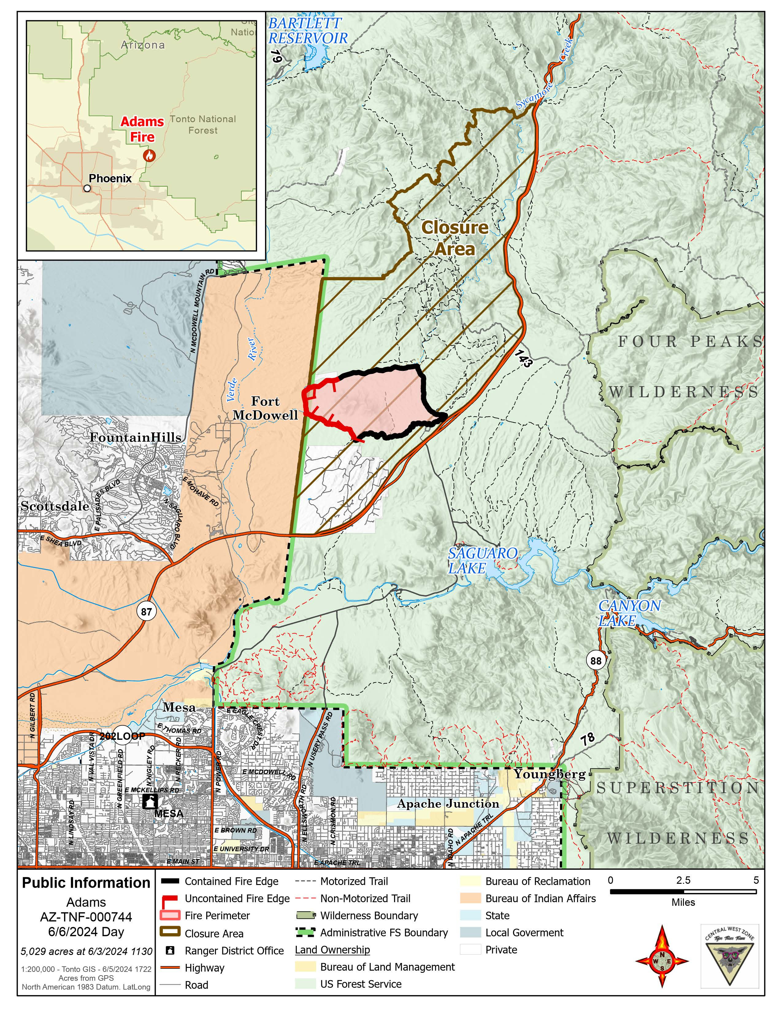 This is a map of the Adams Fire on June 6 2024