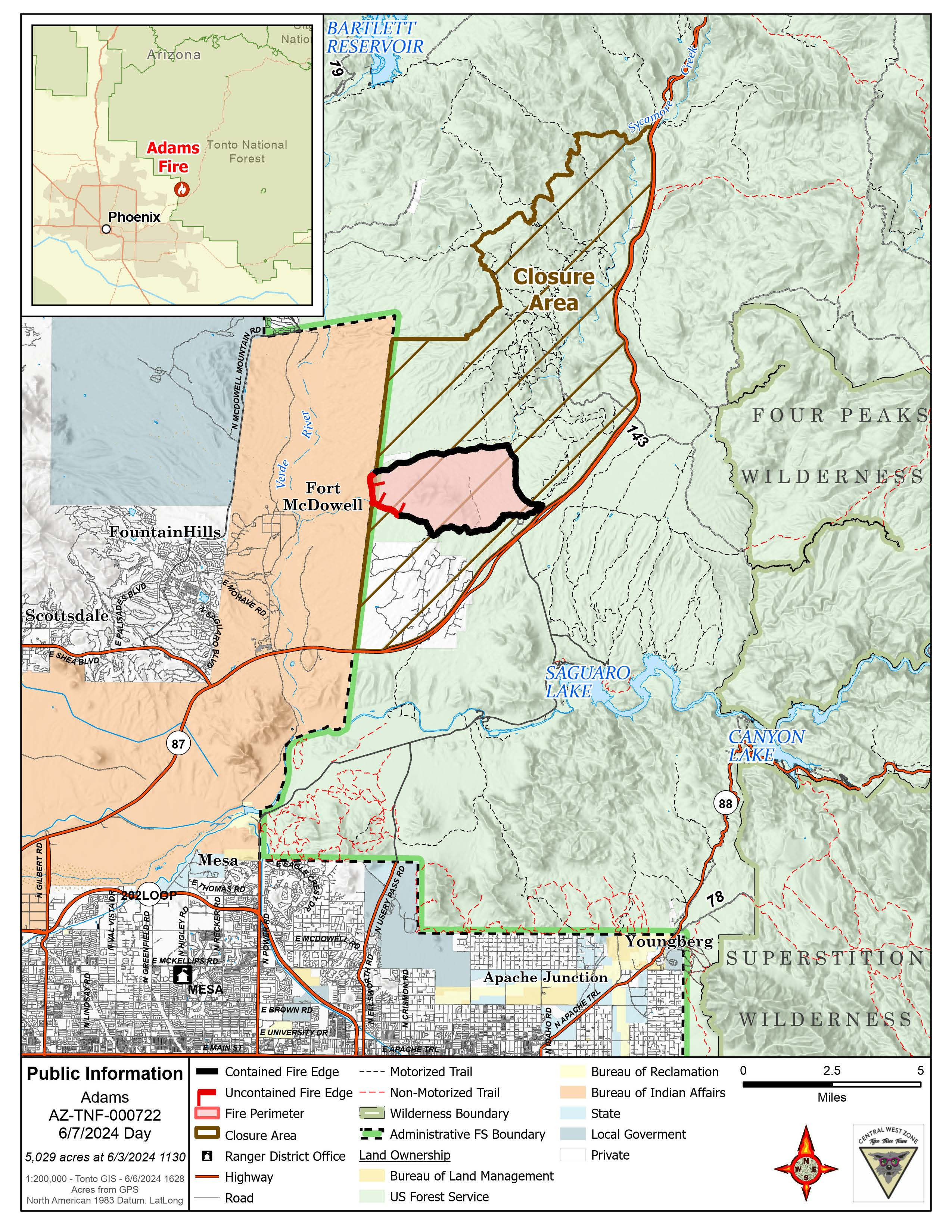 This is a map of the Adams Fire on June 7 2024