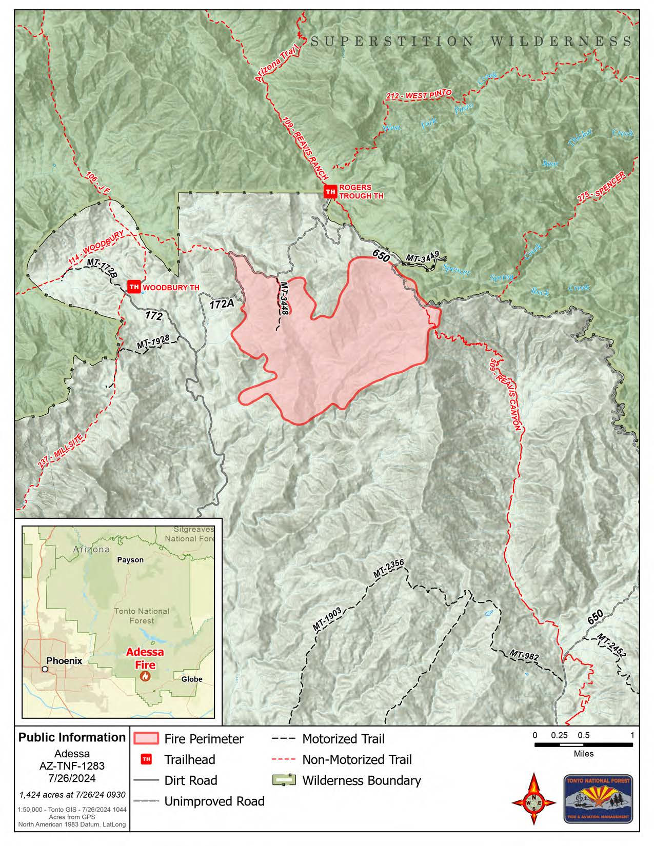 A map of the Adessa Fire on July 26 2024