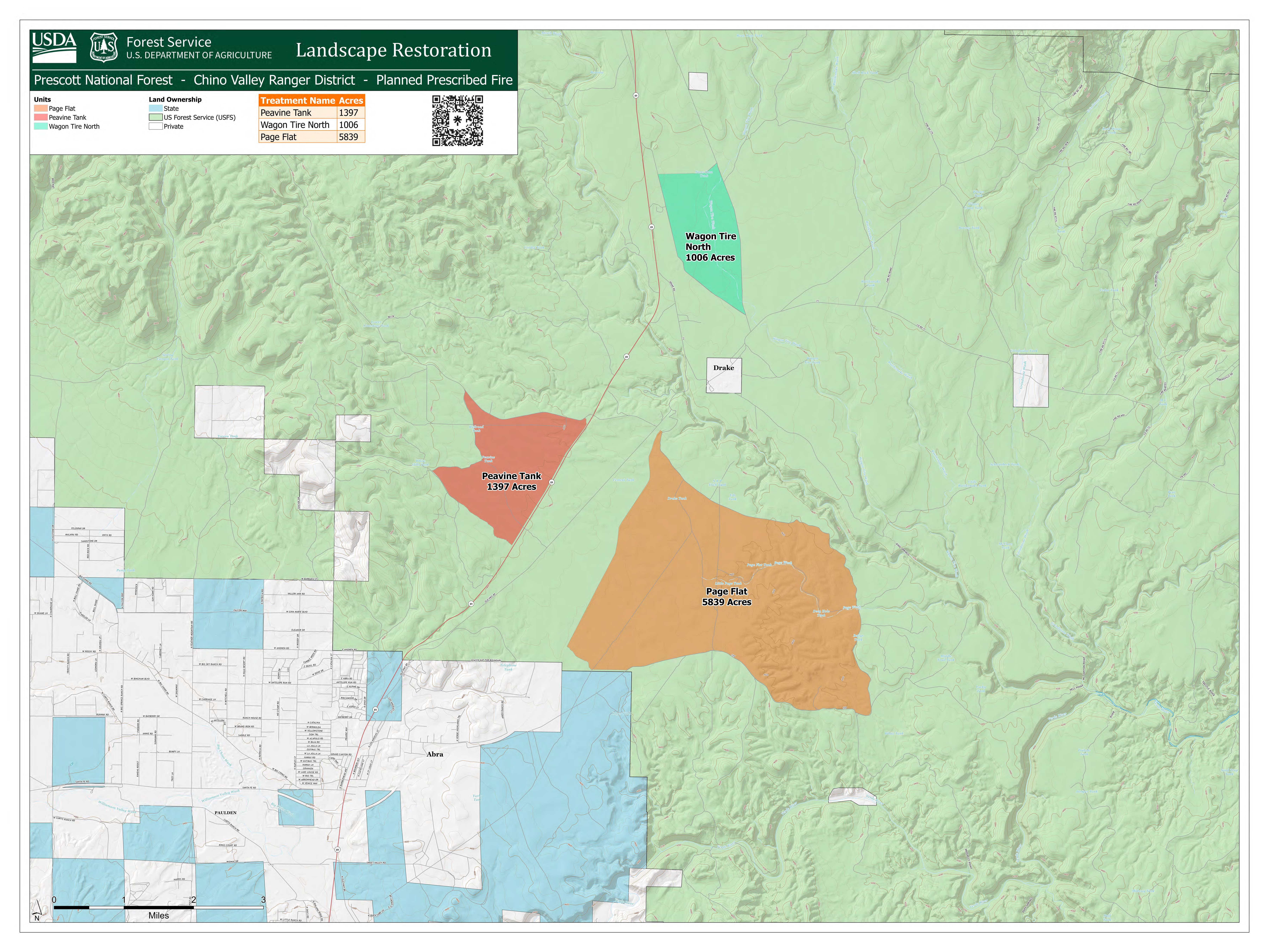 A map of the Chino Valley Ranger District prescribed fire on October 7 2024