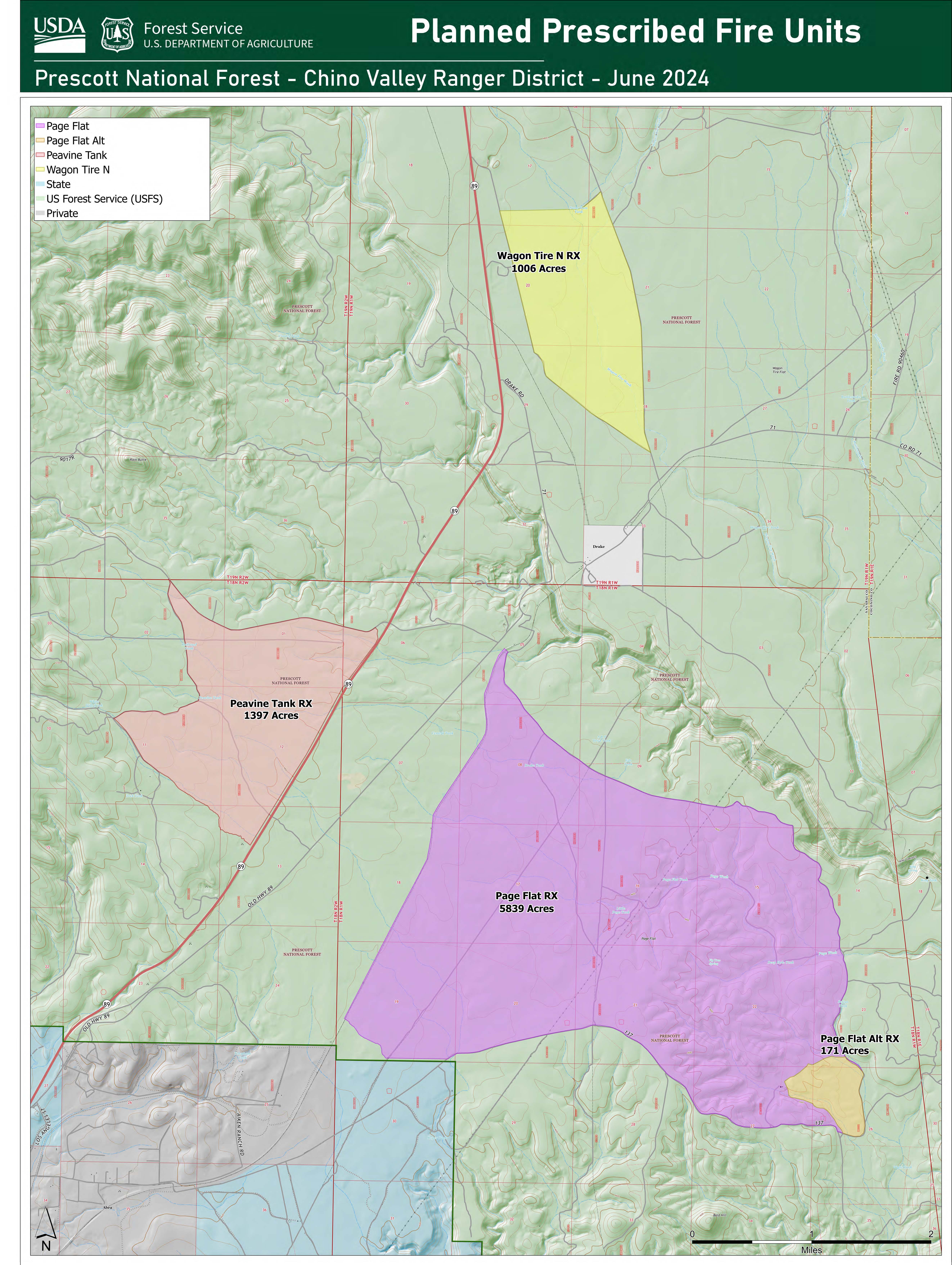 A map of the Chino prescribed fire on July 5 2024