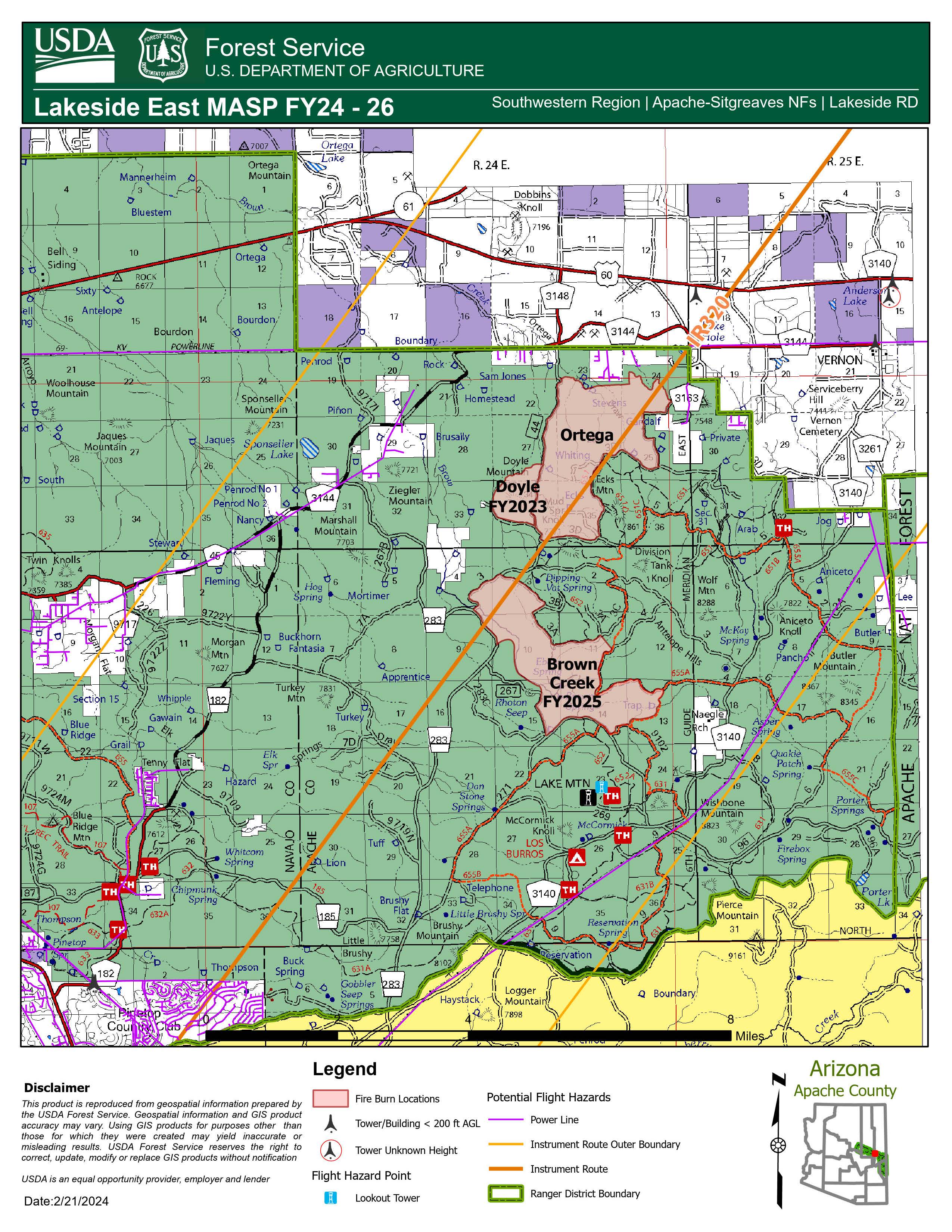 A map of the Doyle Ortega prescribed fire May 3 2024