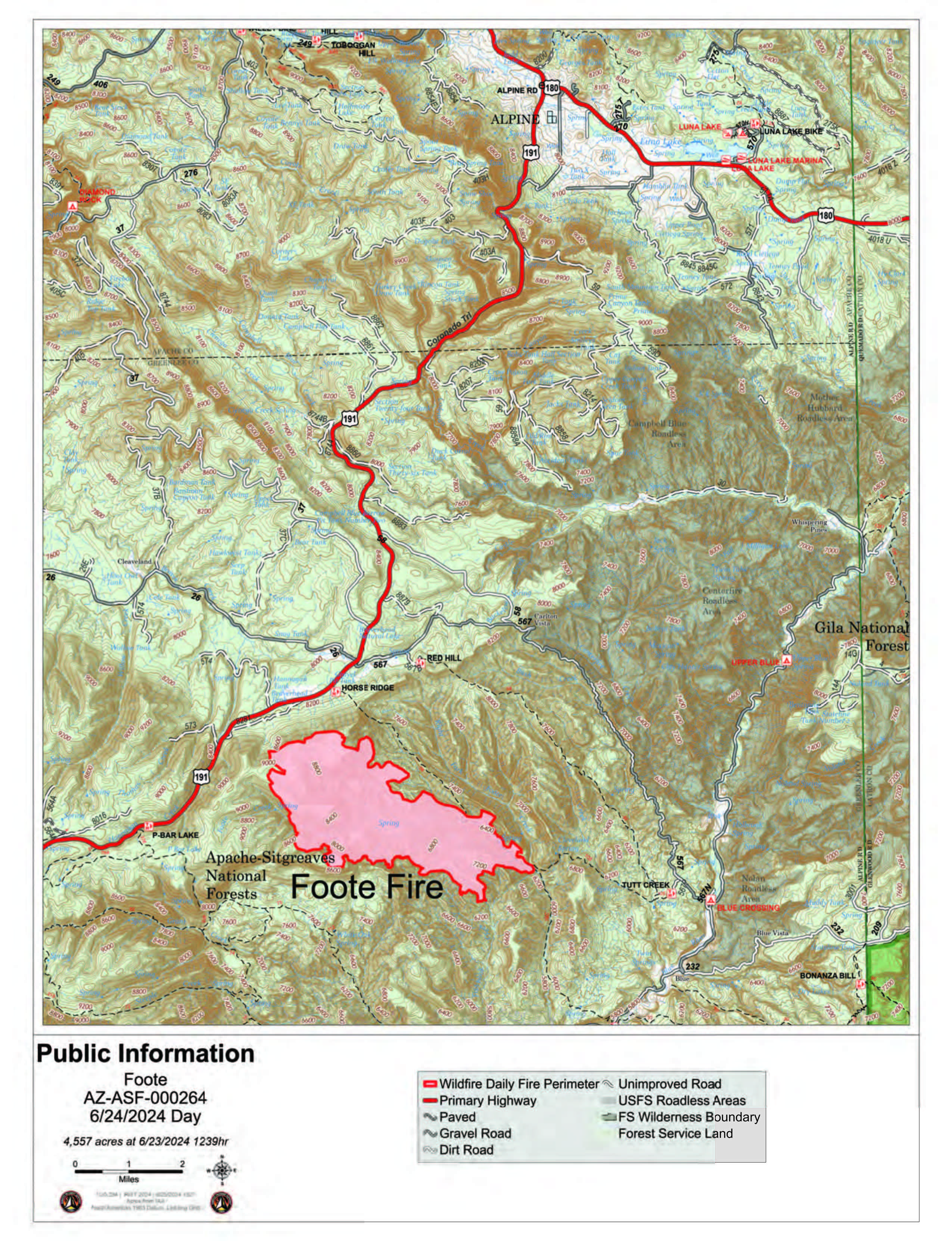 This is a map of the Foote Fire on June 24 2024