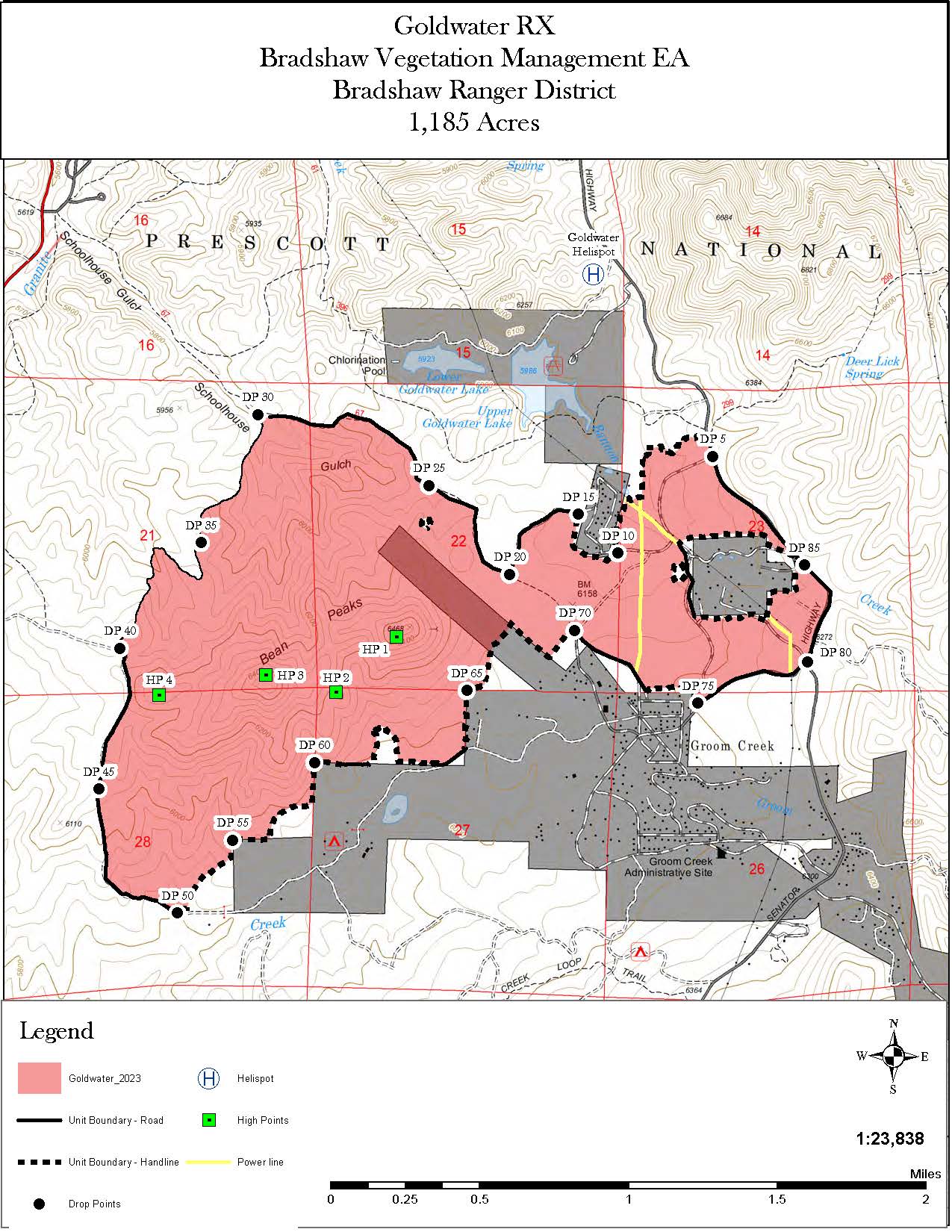 A map of the Goldwater Prescribed Fire September 22 2023