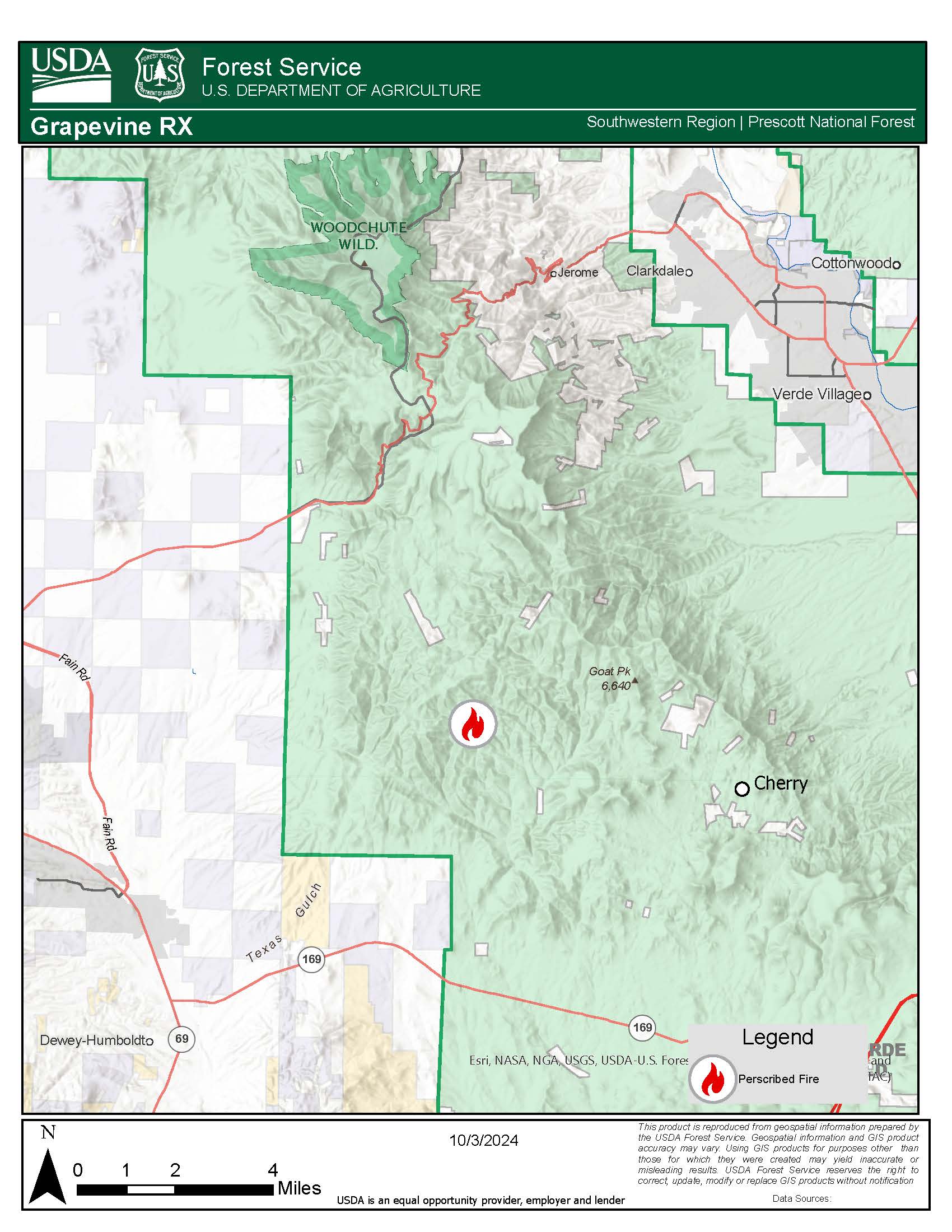 A map of the Grapevine Strawberry prescribed fire on October 28 2024