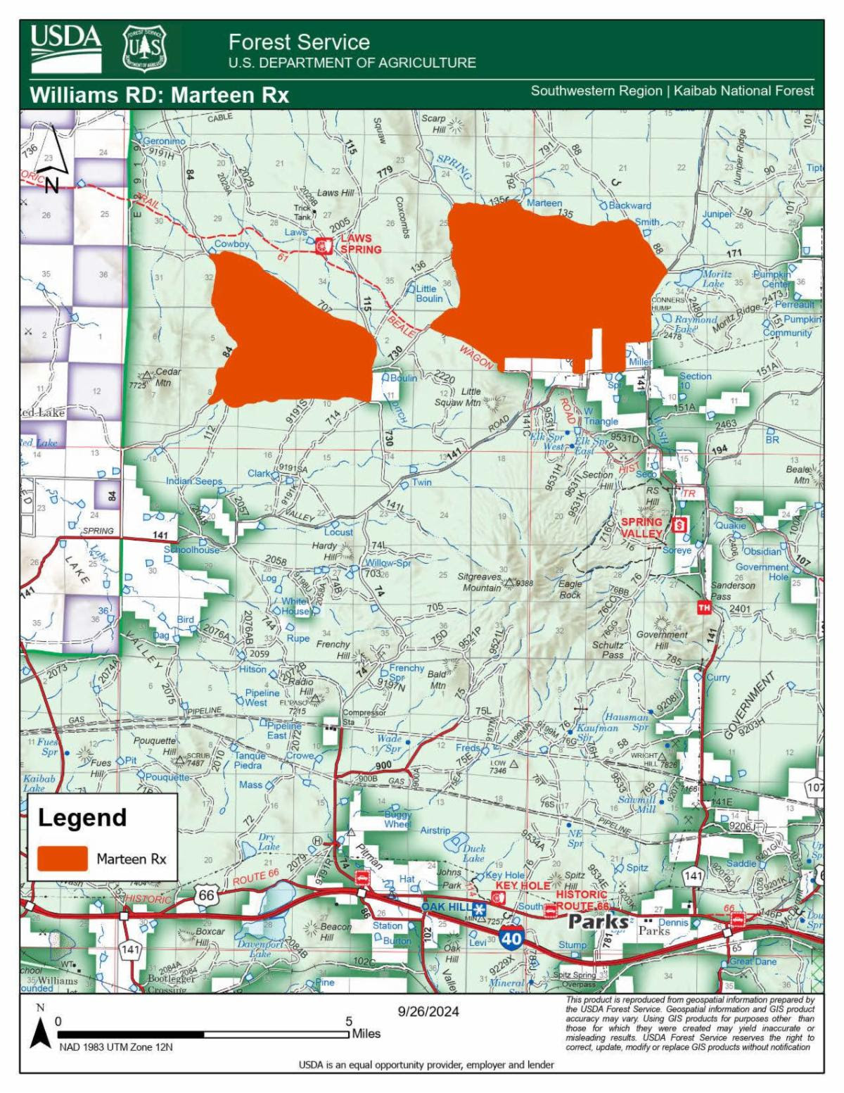 A map of the Marteen prescribed fire project on October 7 2024