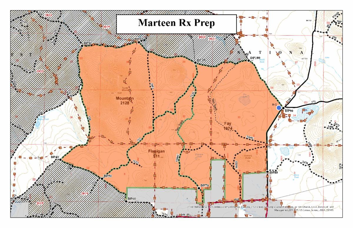 A map of the Marteen prescribed fire April 19 2024