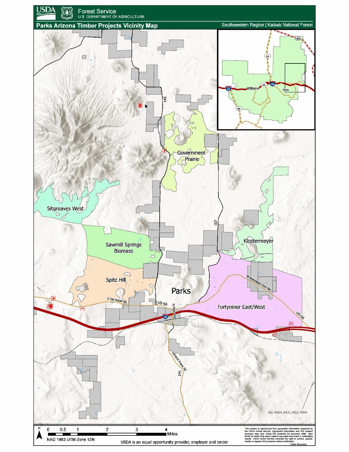 A map of the Parks AZ thinning project May 13 2024
