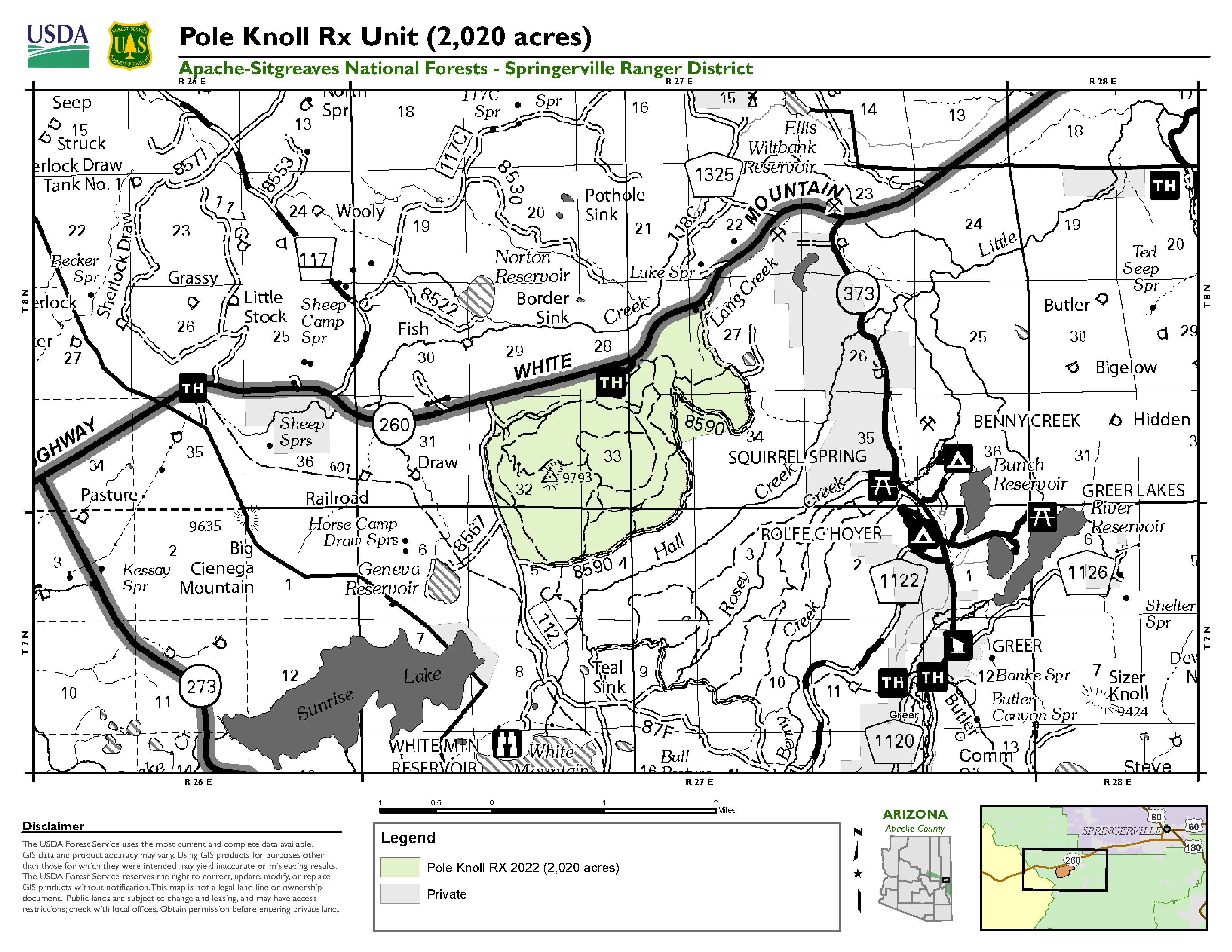A map of the Pole Knoll prescribed fire November 3 2023