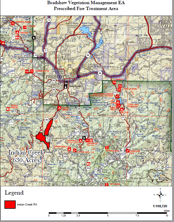 A map of the Prescott Bradshaw prescribed fire October 27 2023