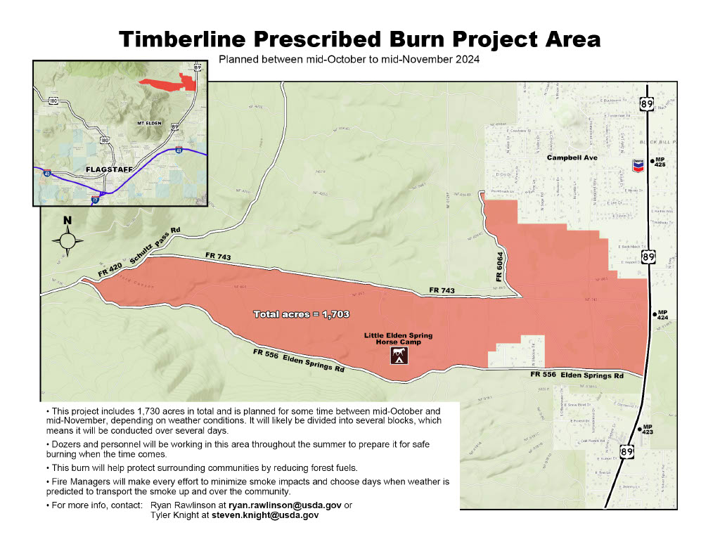 This is a map of the Timberline prescribed burn for fall 2024