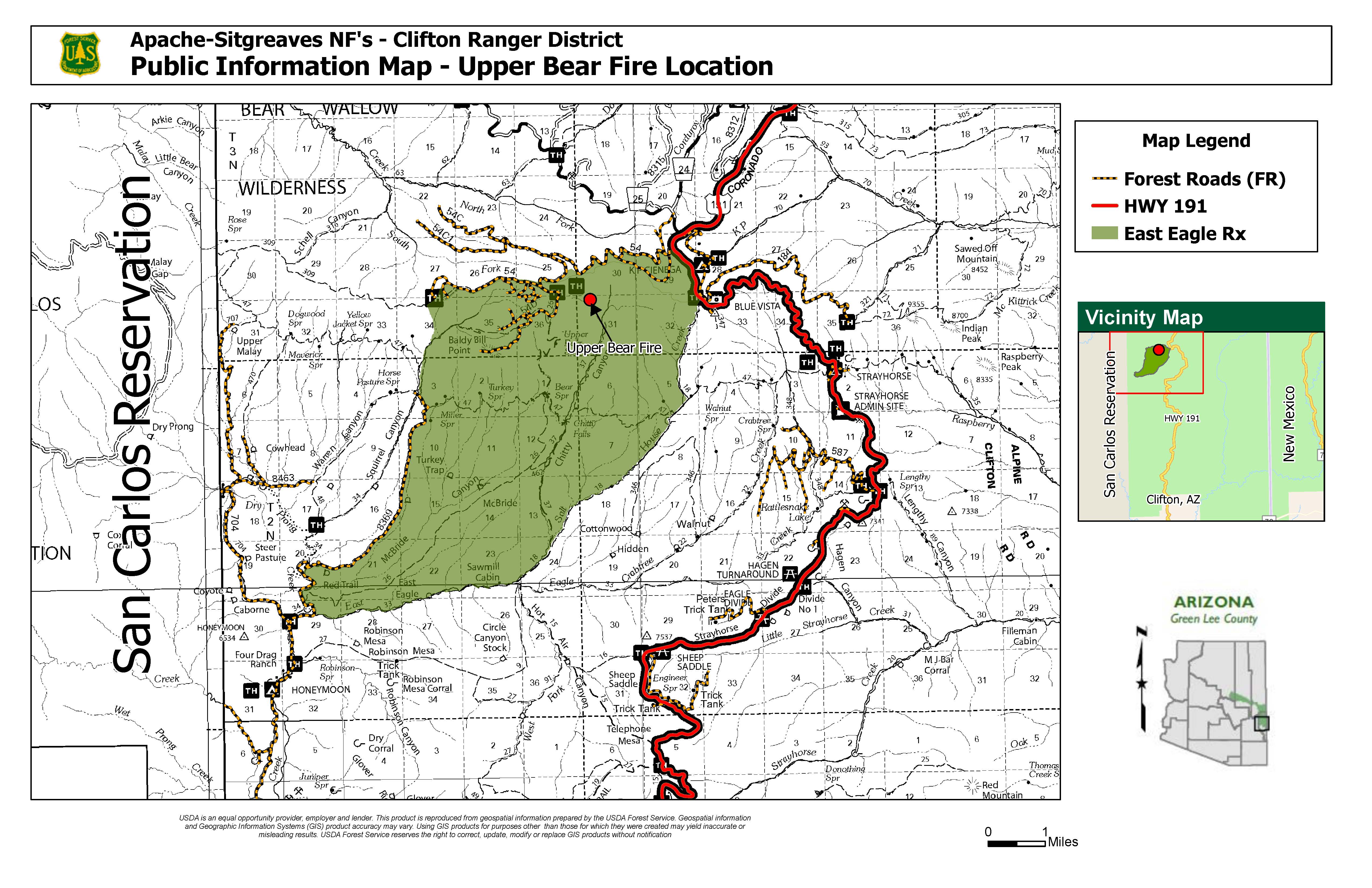 This is a map of the Upper Bear Fire May 24 2024