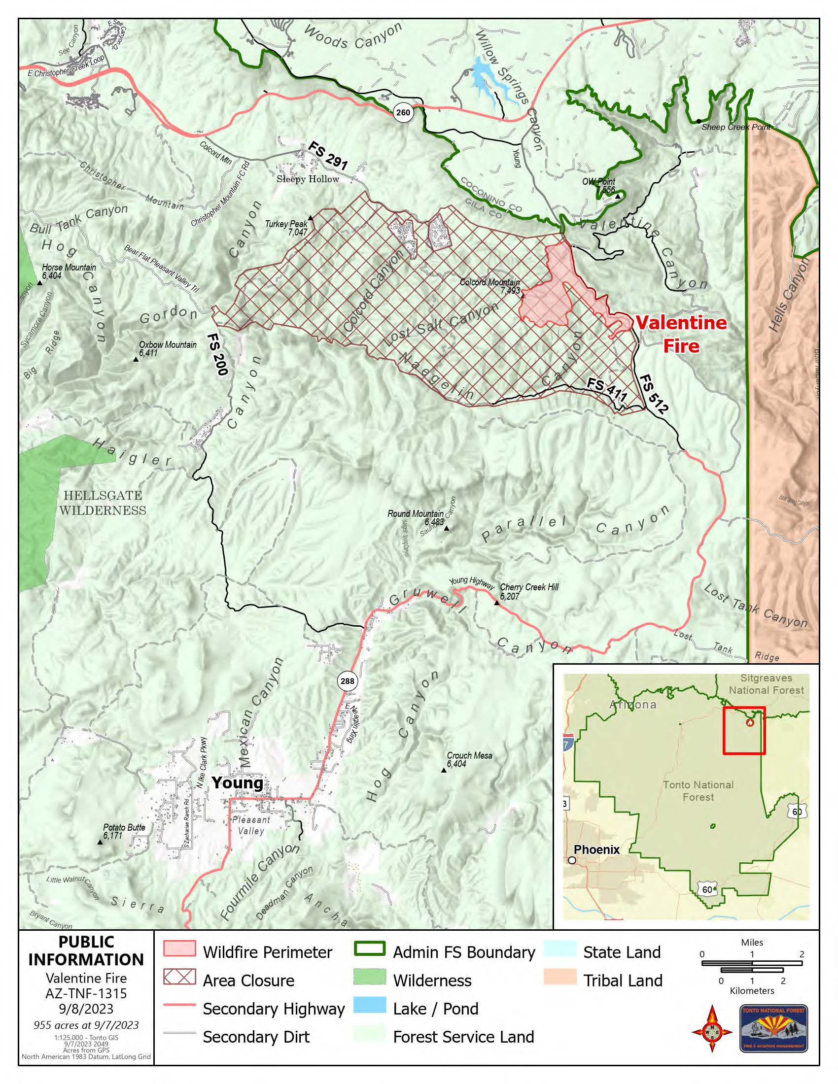 A map of the Valentine fire September 8 2023