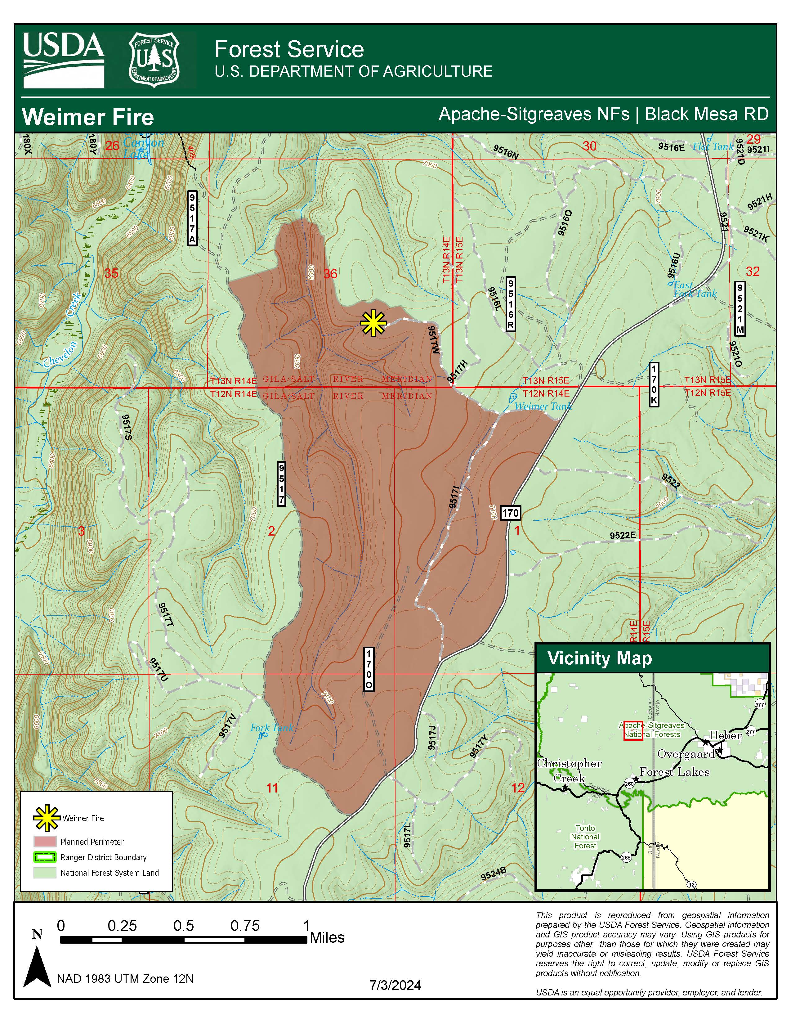 A map of the Weimer fire on July 5 2024