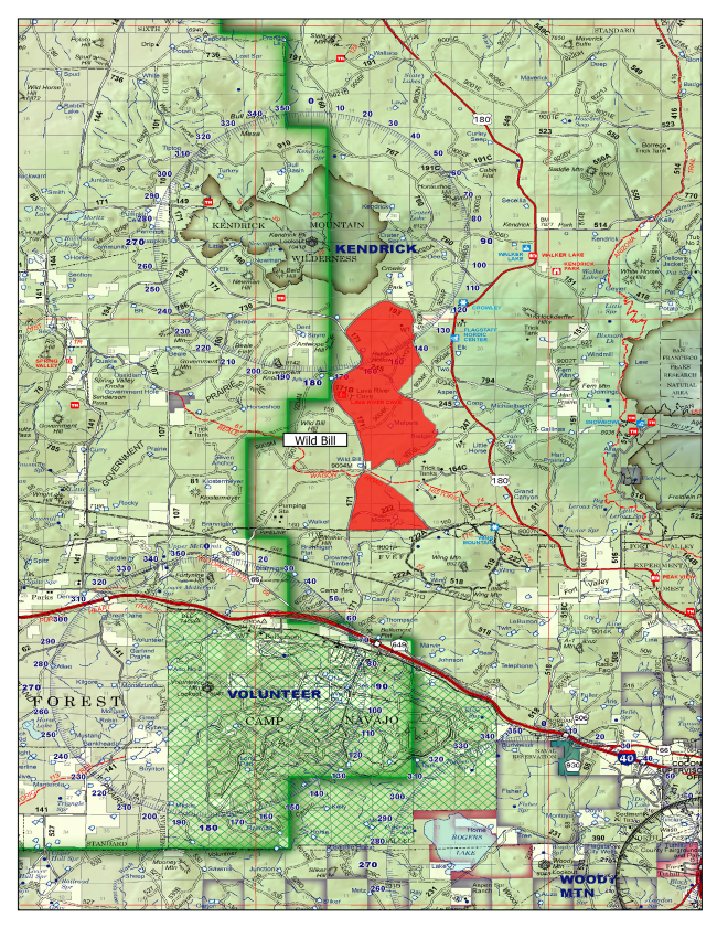 A map of the prescribed burn north of Bellemont October 23 2023