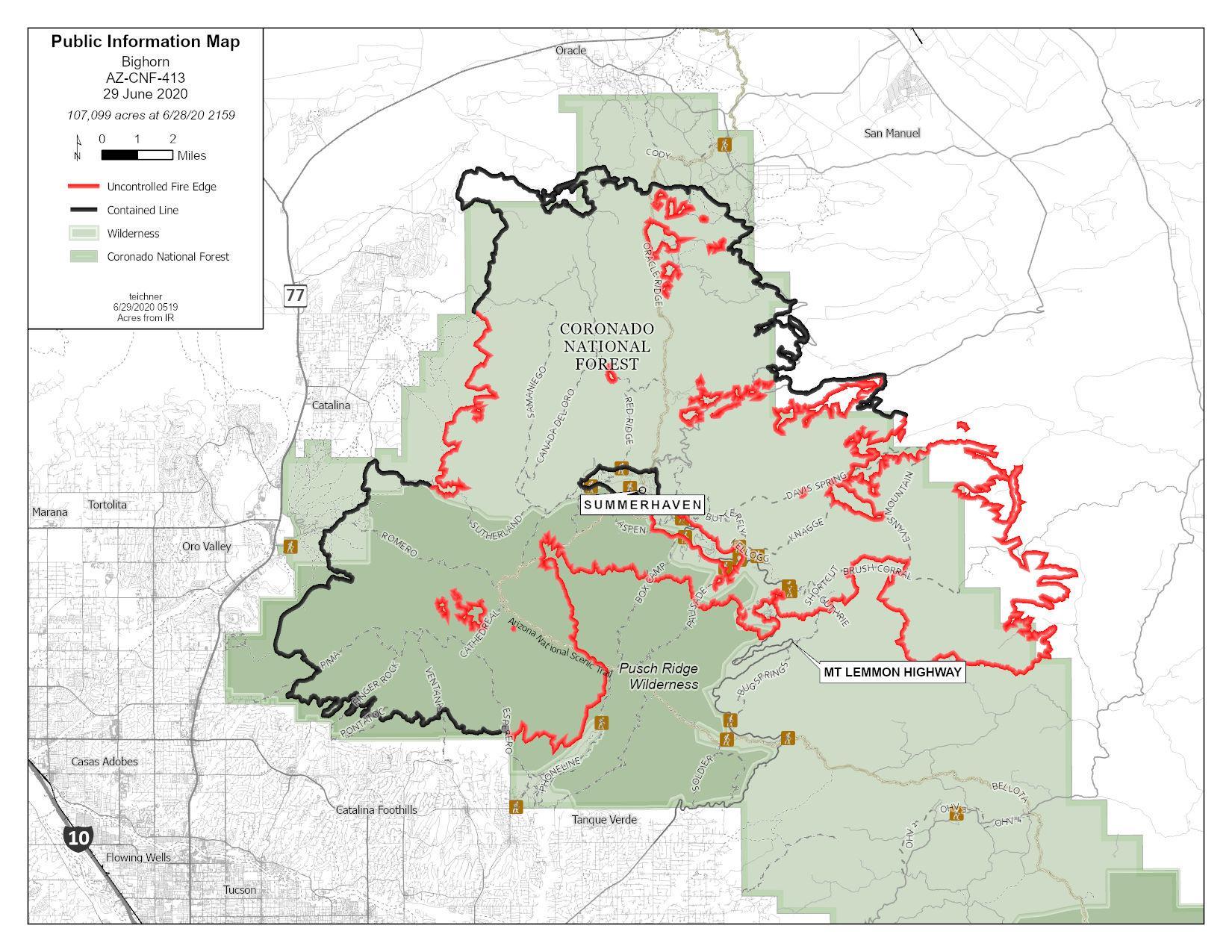 Bighorn Fire Map 6-29-20