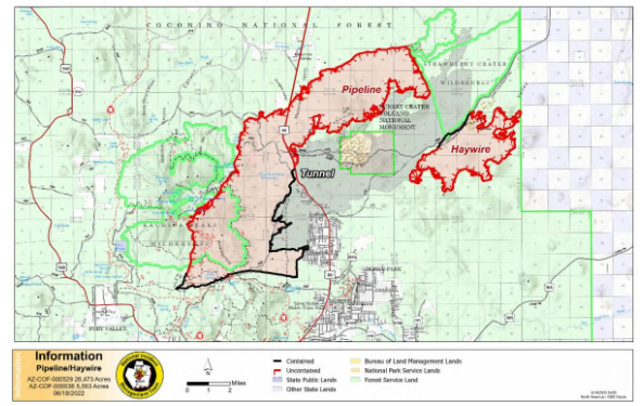 Pipeline and Haywire Fire map 061822