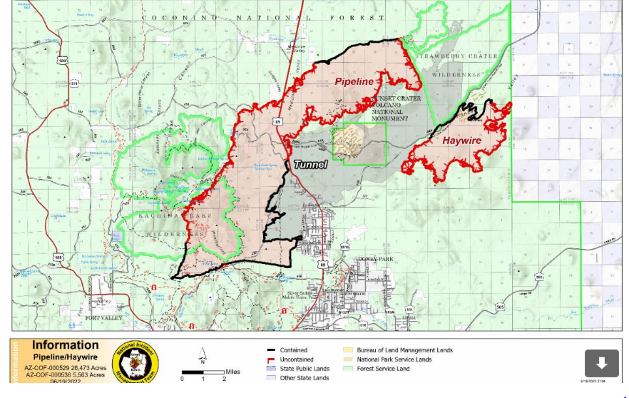 Pipeline and Haywire Fire map 061922