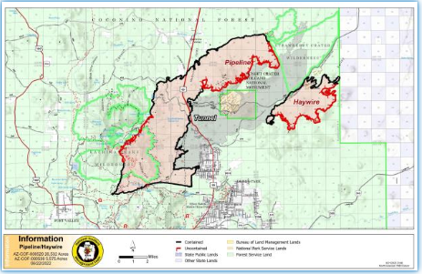 Pipeline Fire and Haywire Fire perimeter map 062222