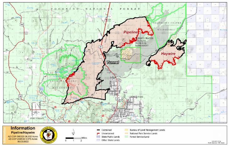 Pipeline and Haywire Fire map 062322