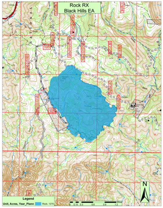 Map showing location of the Rock Fire Prescribed Burn