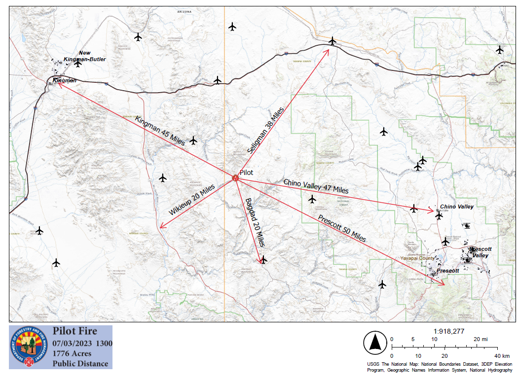 Public distance map for the Pilot Fire