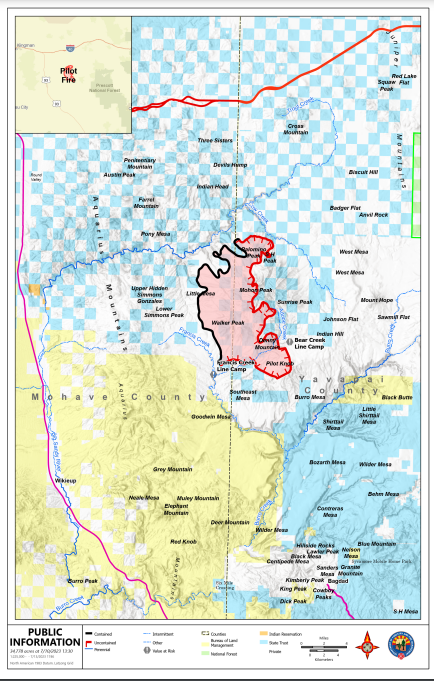 Map showing boundary of the Pilot Fire on 071323