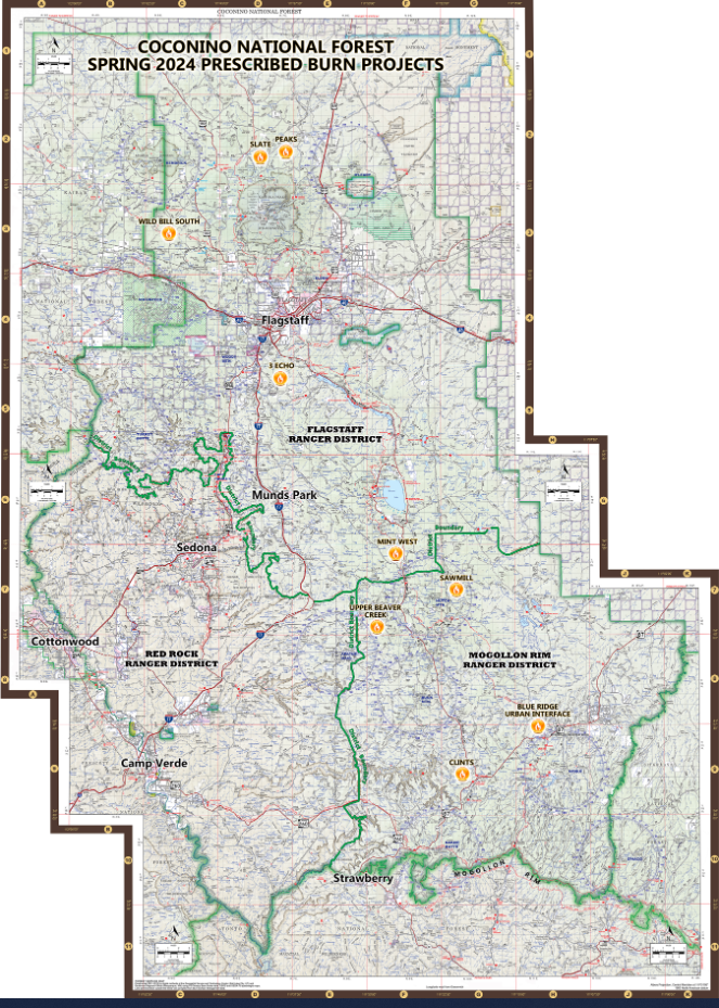 Map for Coconino National Forest prescribed burns