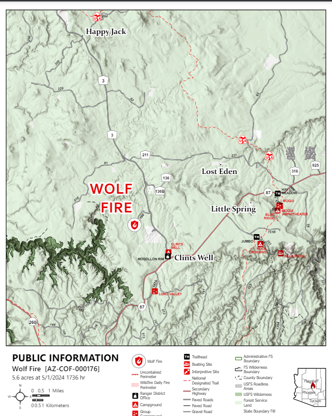 Wolf Fire location on map
