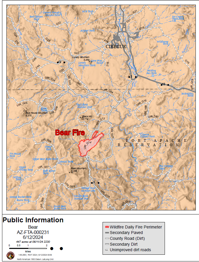 Map of Bear Fire boundary