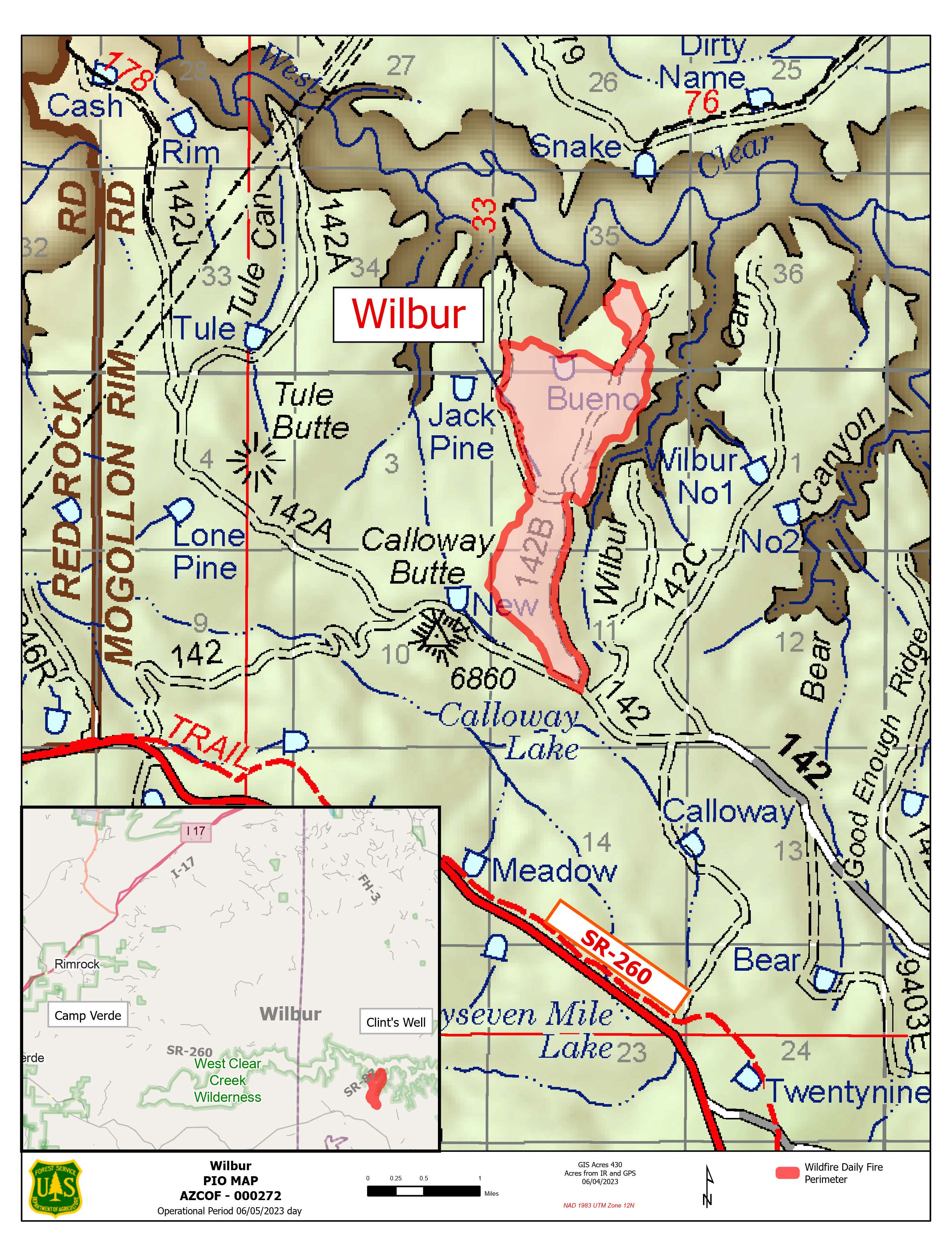 Map of Wilbur Fire