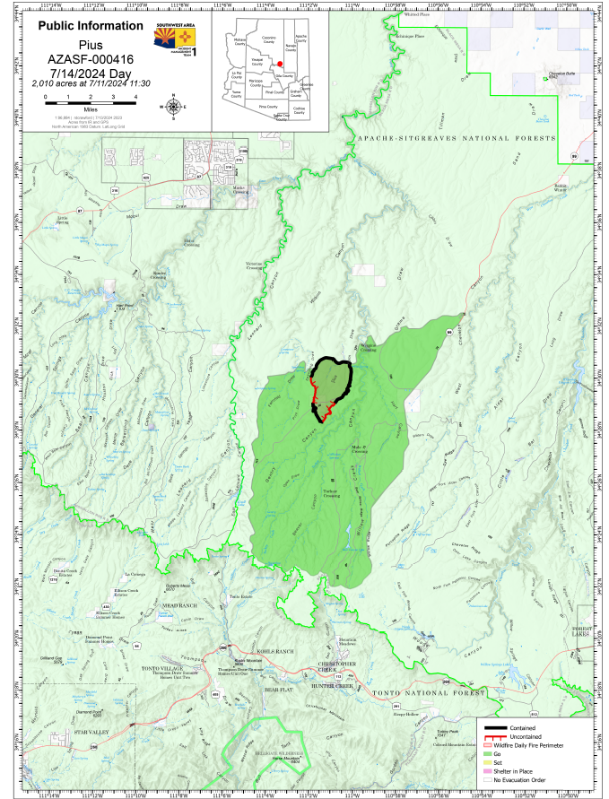 Map showing the Pius Fire location