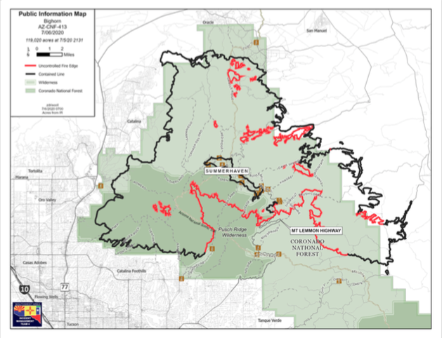 screenshot of PIO map for Bighorn Fire