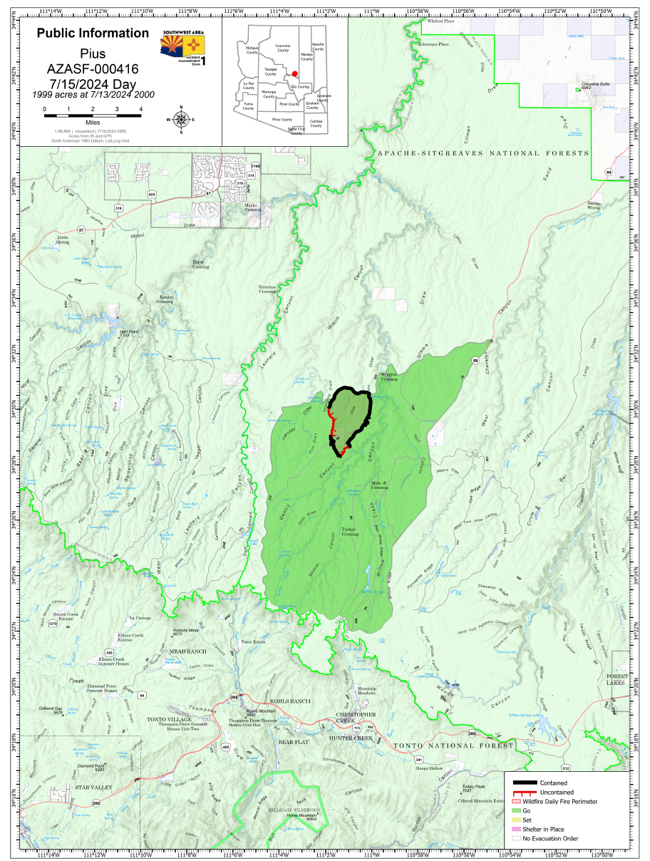 Map showing the Pius Fire boundary 