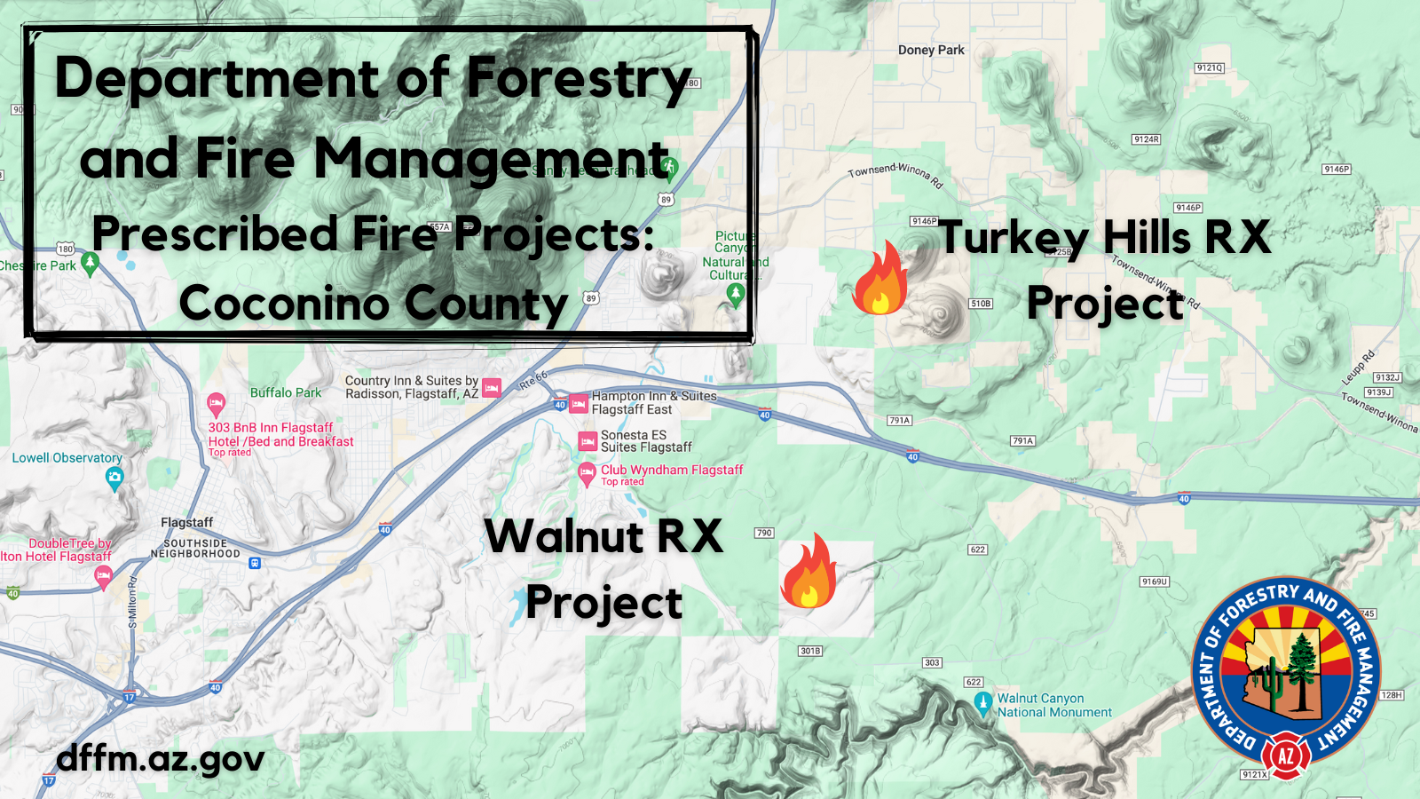 Map showing location of prescribed fire projects